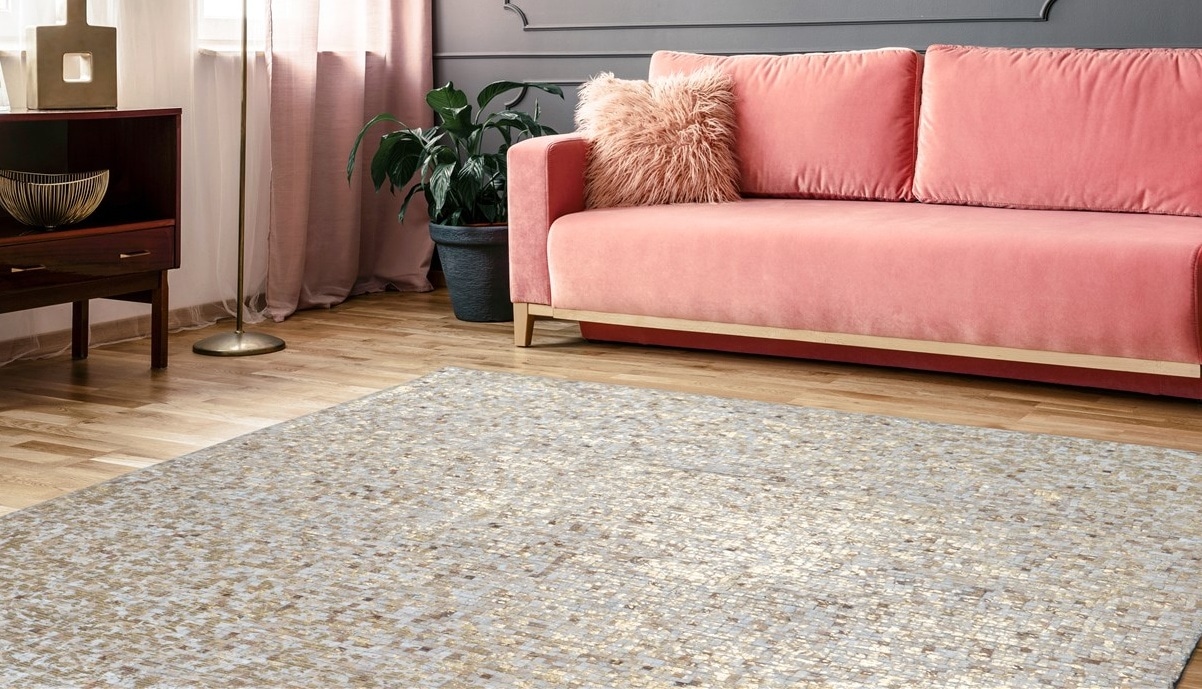 Arte Espina Teppich »Finish 100«, natürlicher Lederteppich,mit glänzender Metallic-Farbe,Rücken aus Filz