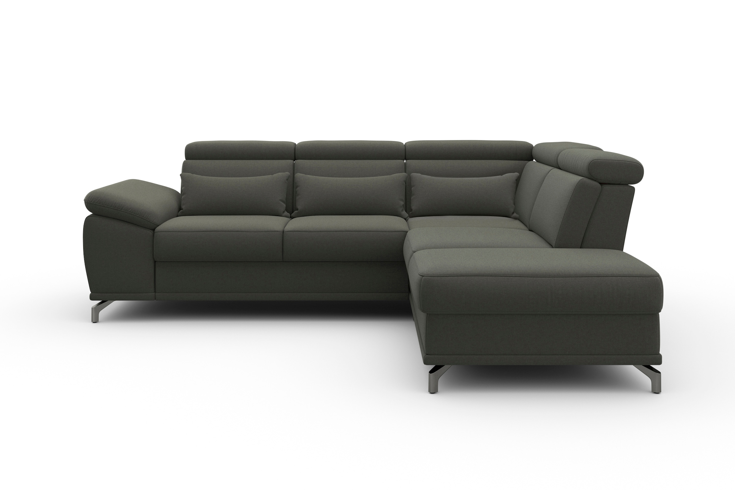 sit&more Ecksofa »Cabrio L-Form, mit Sitztiefenverstellung, Arm- und Kopfteilverstellung«, 3 Nierenkissen, Federkern, optional Bettfunktion und Stauraum
