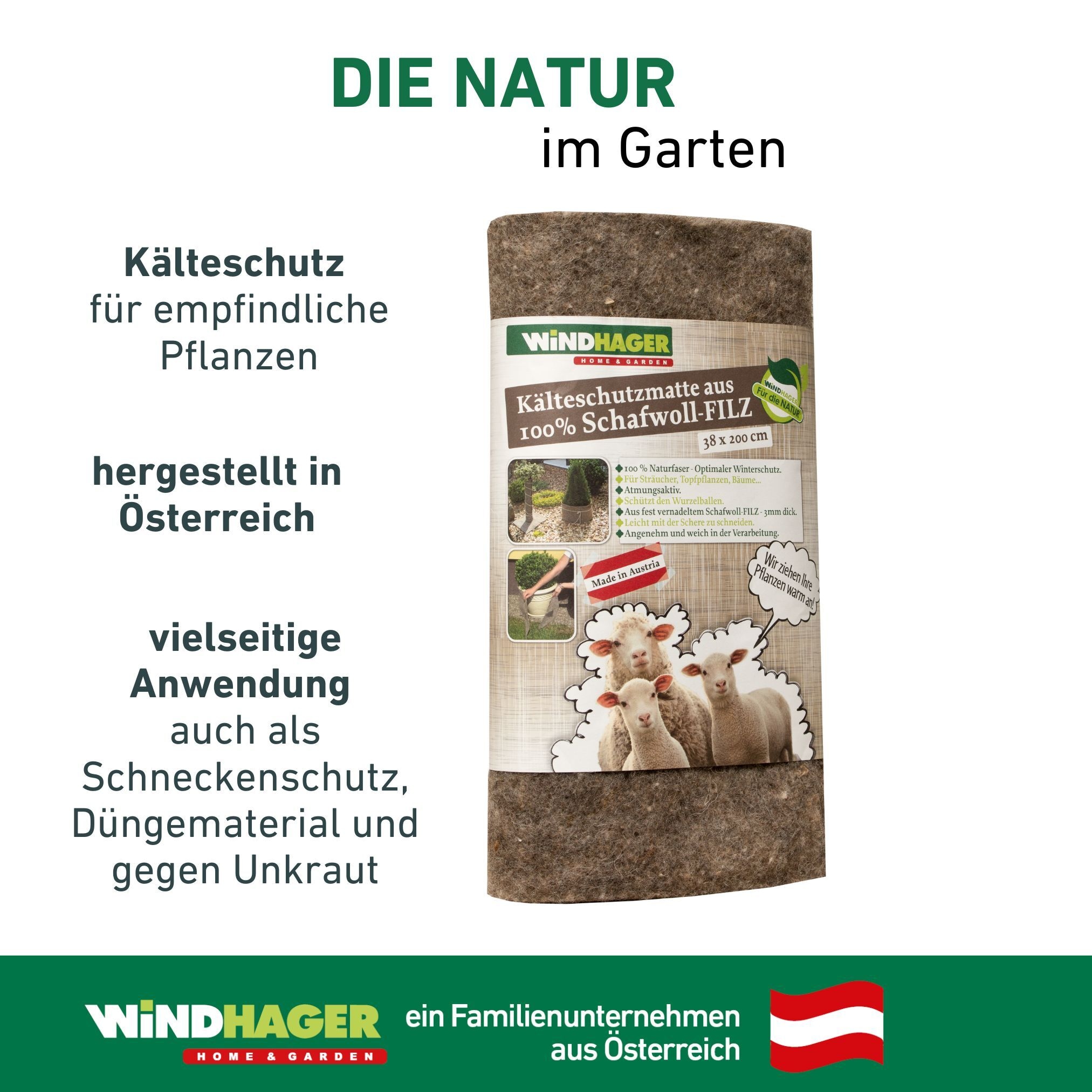 Windhager Winterschutzvlies »aus Schafwolle, Filzmatte für Pflanzen, Kälteschutz und Unkrautschutz« 1 Stk. tlg. Gartenvlies erhältlich in unterschiedlichen Größen