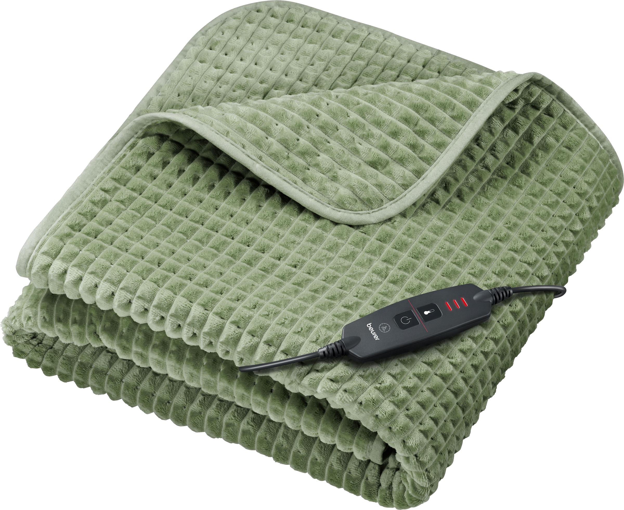 BEURER Heizdecke »HD 72 Waffle Sage Green mit 3 Temperaturstufen« Voluminöser Effekt und elegantes Design durch Waffelstruktur