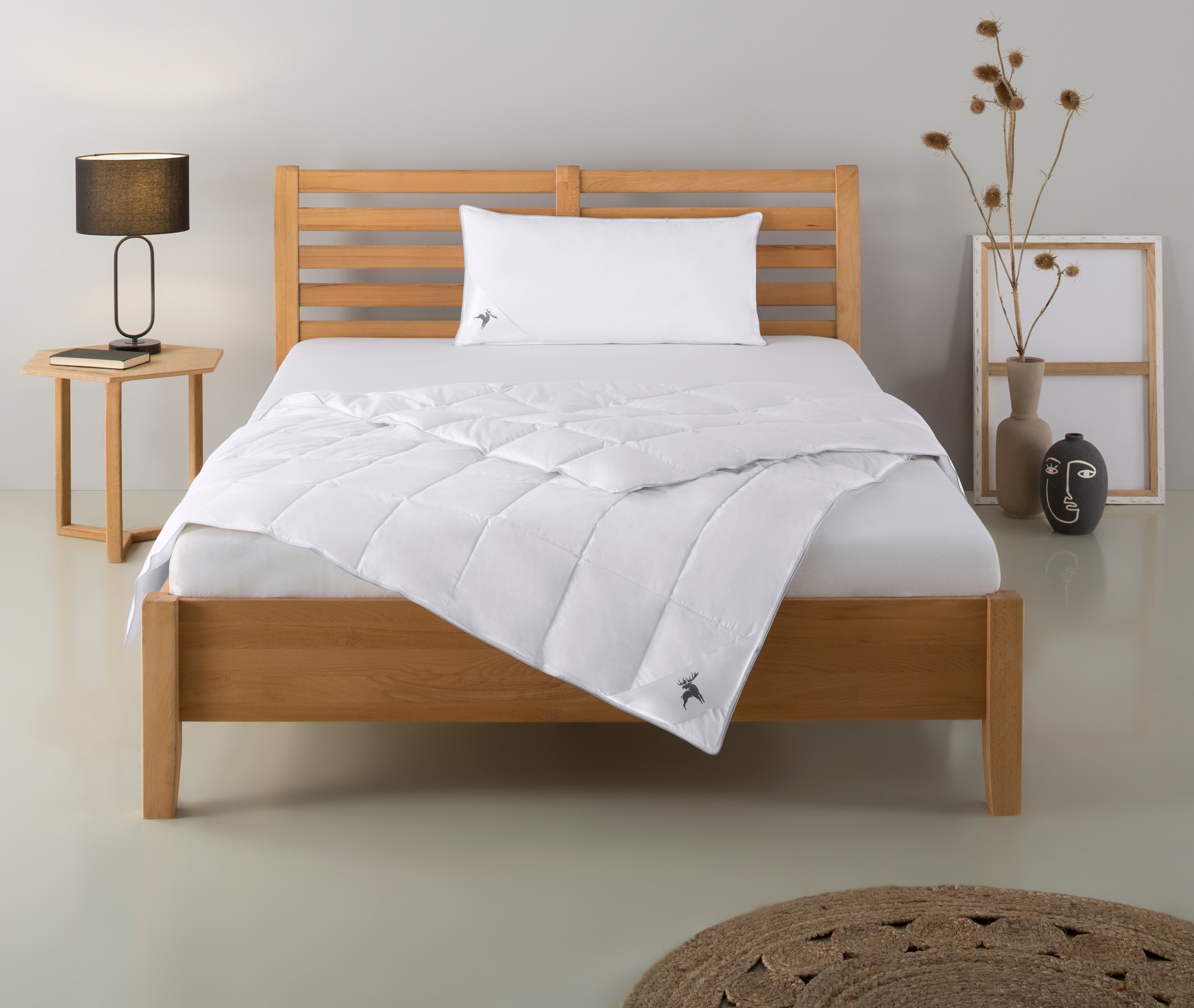OTTO home Daunenbettdecke + Kopfkissen "Lodiken, Bettdecke 135x200 cm, 155x220 cm, Decke Made in Germany" Set mit Kissen 40x80 cm, 80x80 cm, Frühling, Sommer, Herbst, Winter