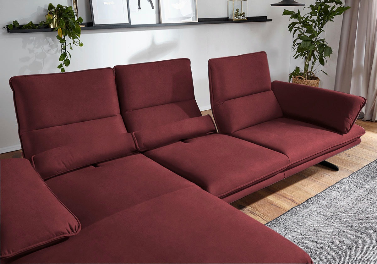 W.SCHILLIG Ecksofa »broadway, Designsofa mit tollem Sitzkomfort«, Sitztiefenverstellung, Kopfteil- & Seitenteilverstellung, Breite 291cm