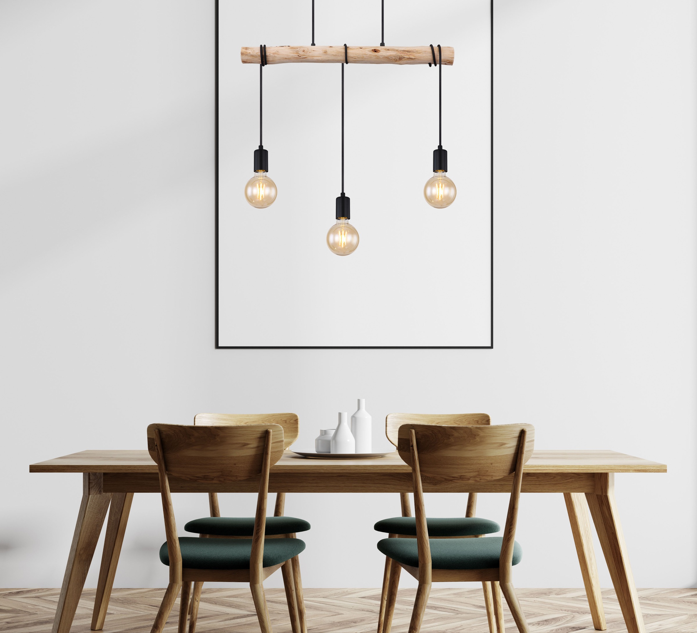 GLOBO LIGHTING Hängeleuchte »GREGOR«, Leuchtmittel E27 | ohne Leuchtmittel, Hängelampe/Holz/Kabel zum Herumwickeln/Esszimmer