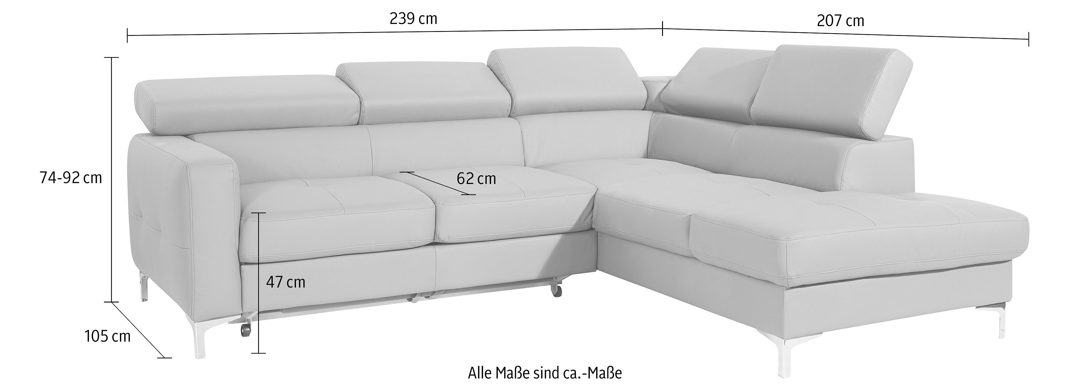 Thumbnail - COTTA Polstergarnitur "Sammy L-Form", (Set), Set bestehend aus: Ecksofa mit Kopfteilverstellung & Hocker