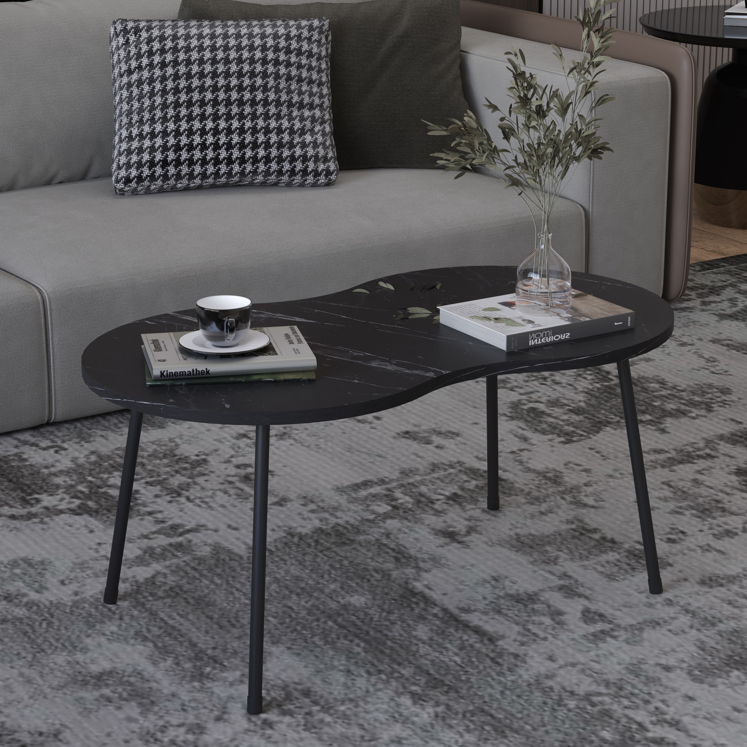 VCM Couchtisch »VCM Holz Beistelltisch | ovaler Couchtisch im schlichten Marmor Optik Design | Maße ca. H. 42 x B. 90 x T. 41 cm | Wohnzimmertisch - Mirola«, (Mirola)