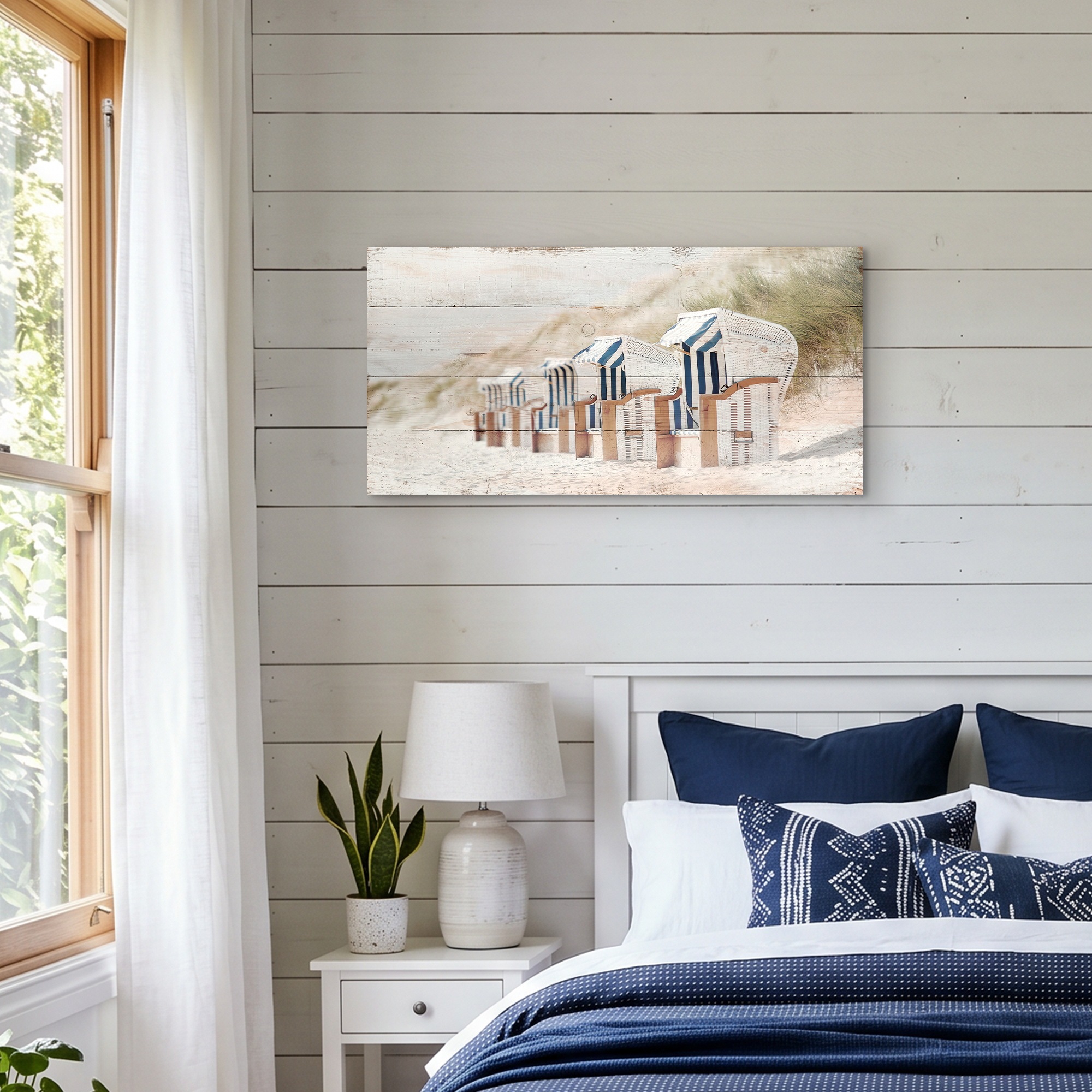 OTTO home Leinwandbild »Strandkörbe in Holzoptik« Strandbilder 1 Stk. tlg.