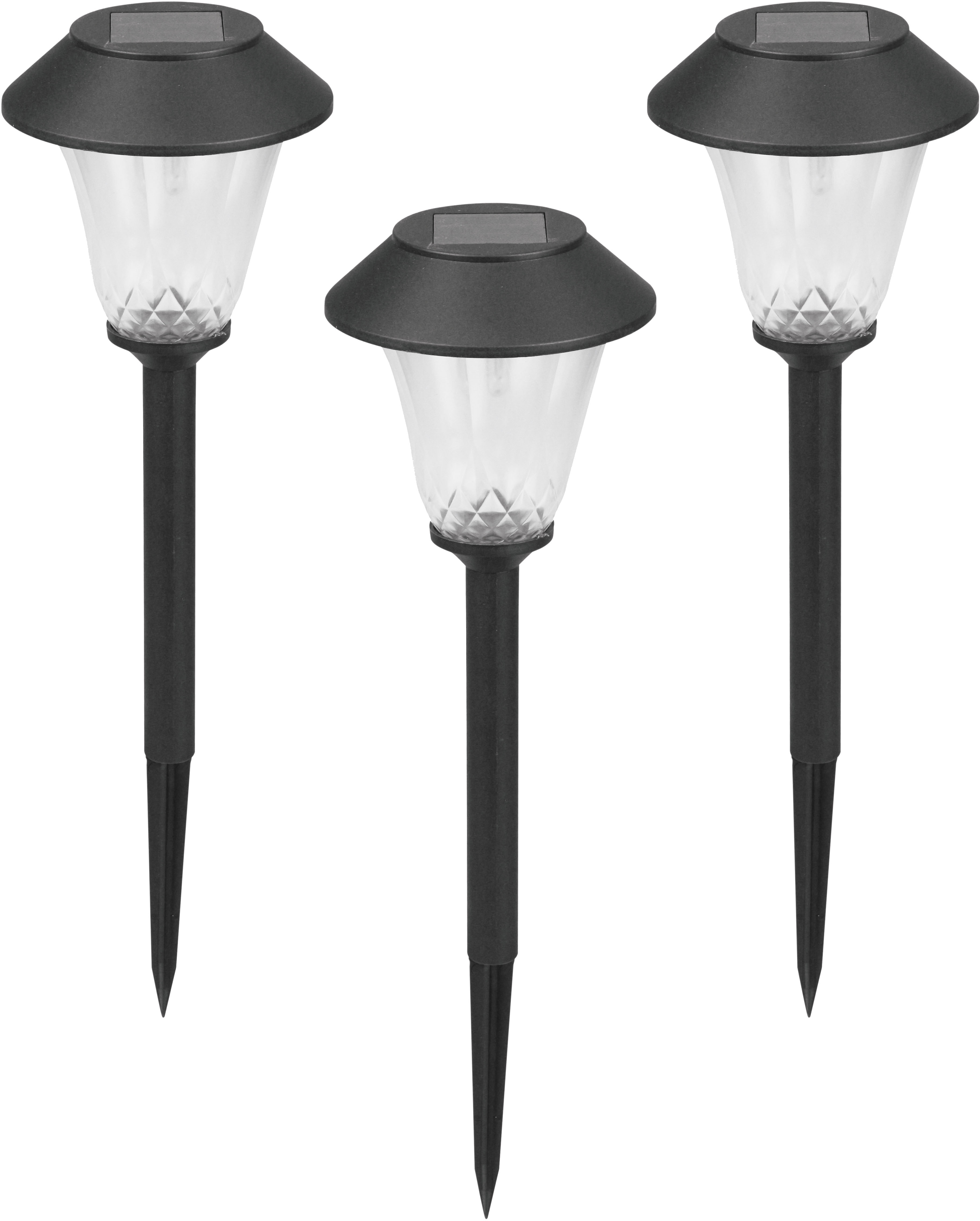 Gartenleuchte LUXFORM, schwarz, Leuchten, "Solar-Gartenlampe - St. Tropez - 3 Stück - 5 Lumen", Aus Kunststoff gefertigt