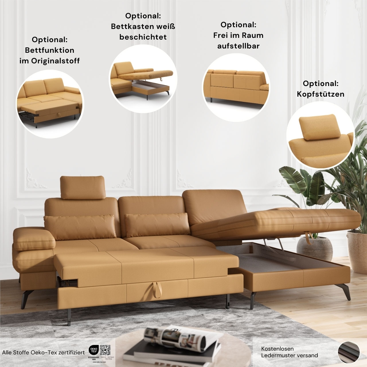 sit&more Ecksofa »Morris L-Form, inkl. Sitztiefenverstellung«, wahlweise mit Armteilverstellung, Bettfunktion & Bettkasten