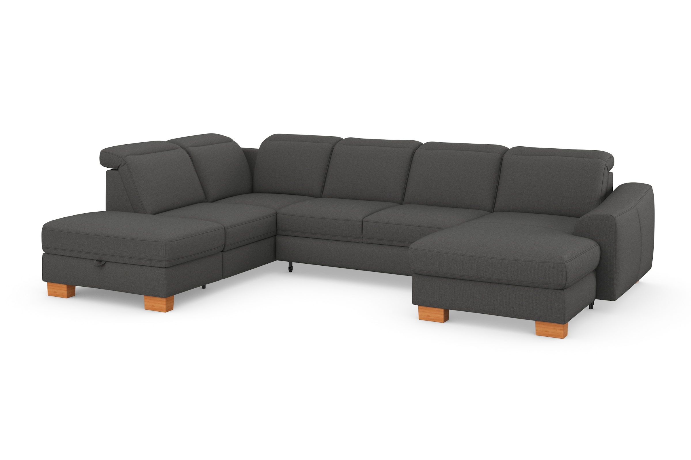 sit&more Wohnlandschaft »Dundee U-Form«, mit Federkern und Massivholzfüßen, wahlweise mit Kopfteilverstellung