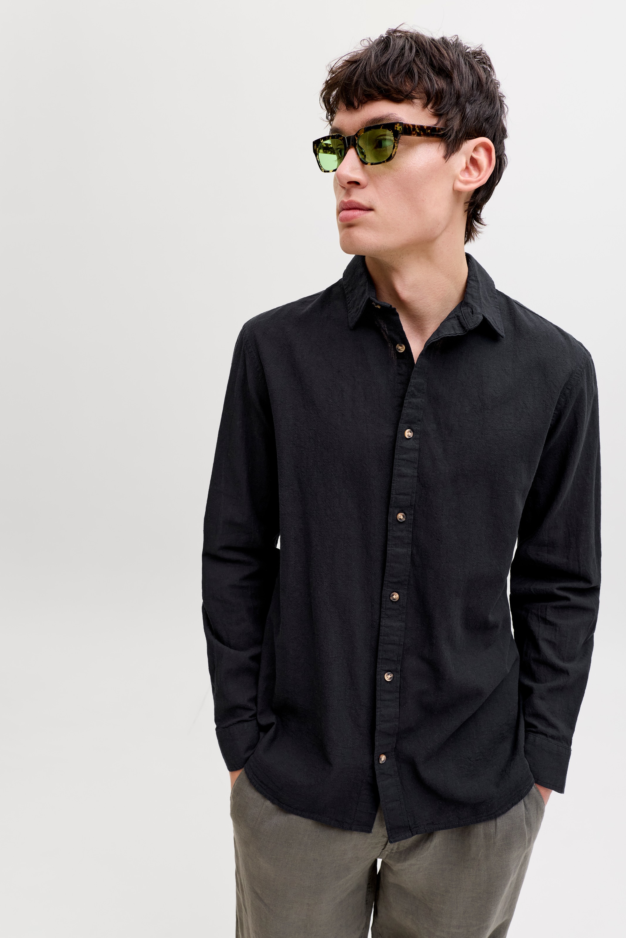 Thumbnail - Jack & Jones Langarmhemd "JJESUMMER LINEN BLEND SHIRT L/S SN" Baumwollmischung, regular fit