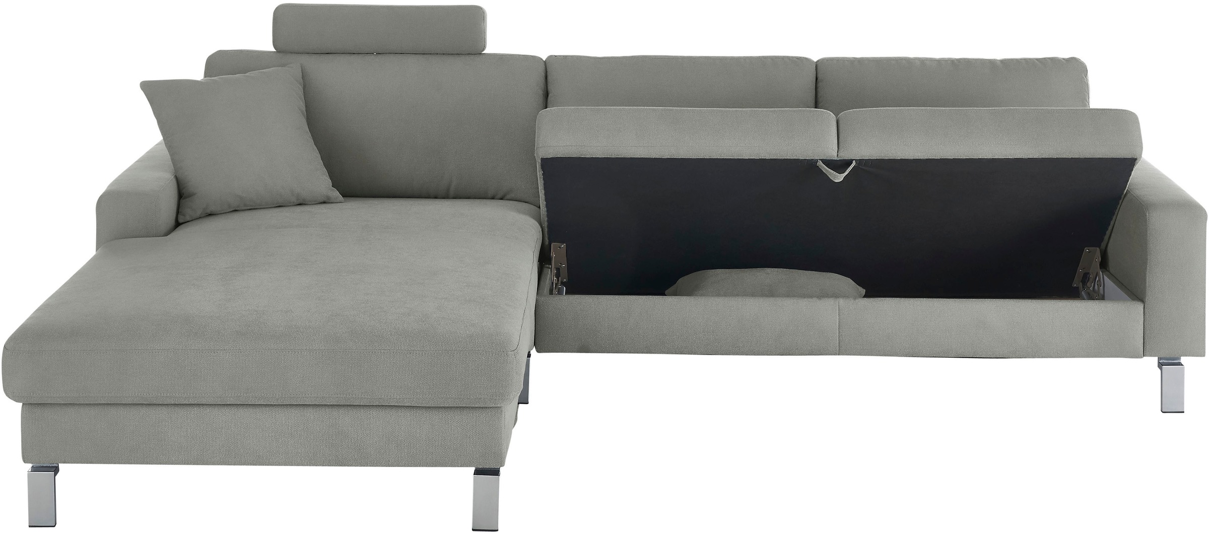 3C Candy Ecksofa »Lecce, wahlweise PUR-Schaumstoff oder Tonnentaschenfederkern«, Bett im 2,5-Sitzer, teilmotorische Schlaffunktion im Longchair, L-Form