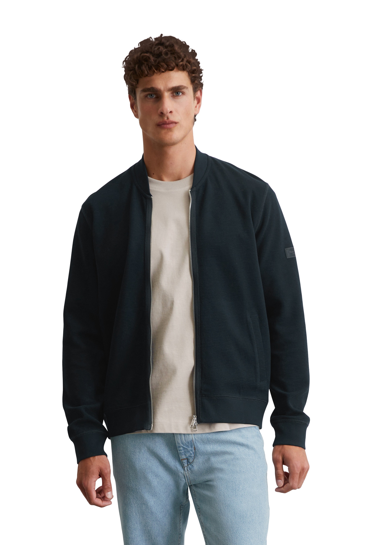 Marc OPolo Sweatjacke "aus Bio-Baumwolle mit Struktur" günstig online kaufen
