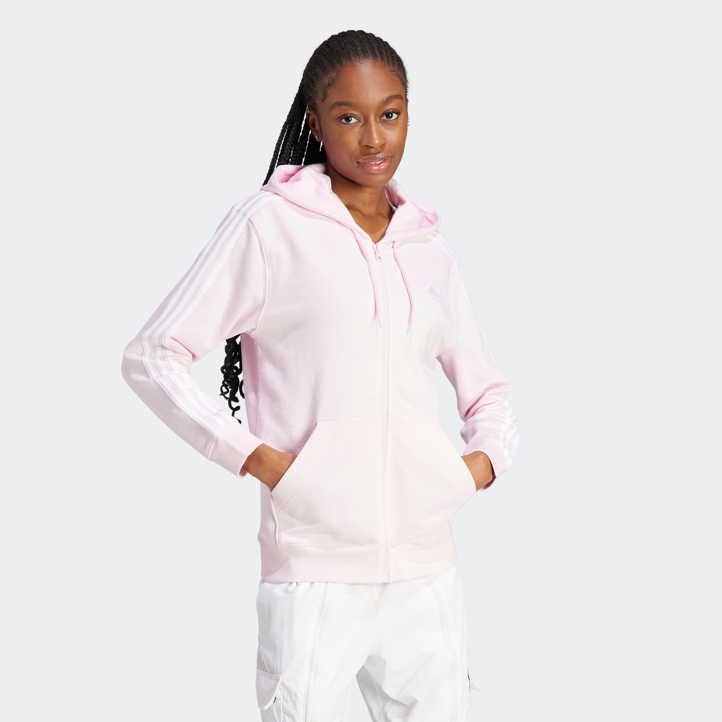 adidas Sportswear Kapuzensweatjacke "ESSENTIALS 3STREIFEN FRENCH TERRY REGULAR KAPUZENJACKE"