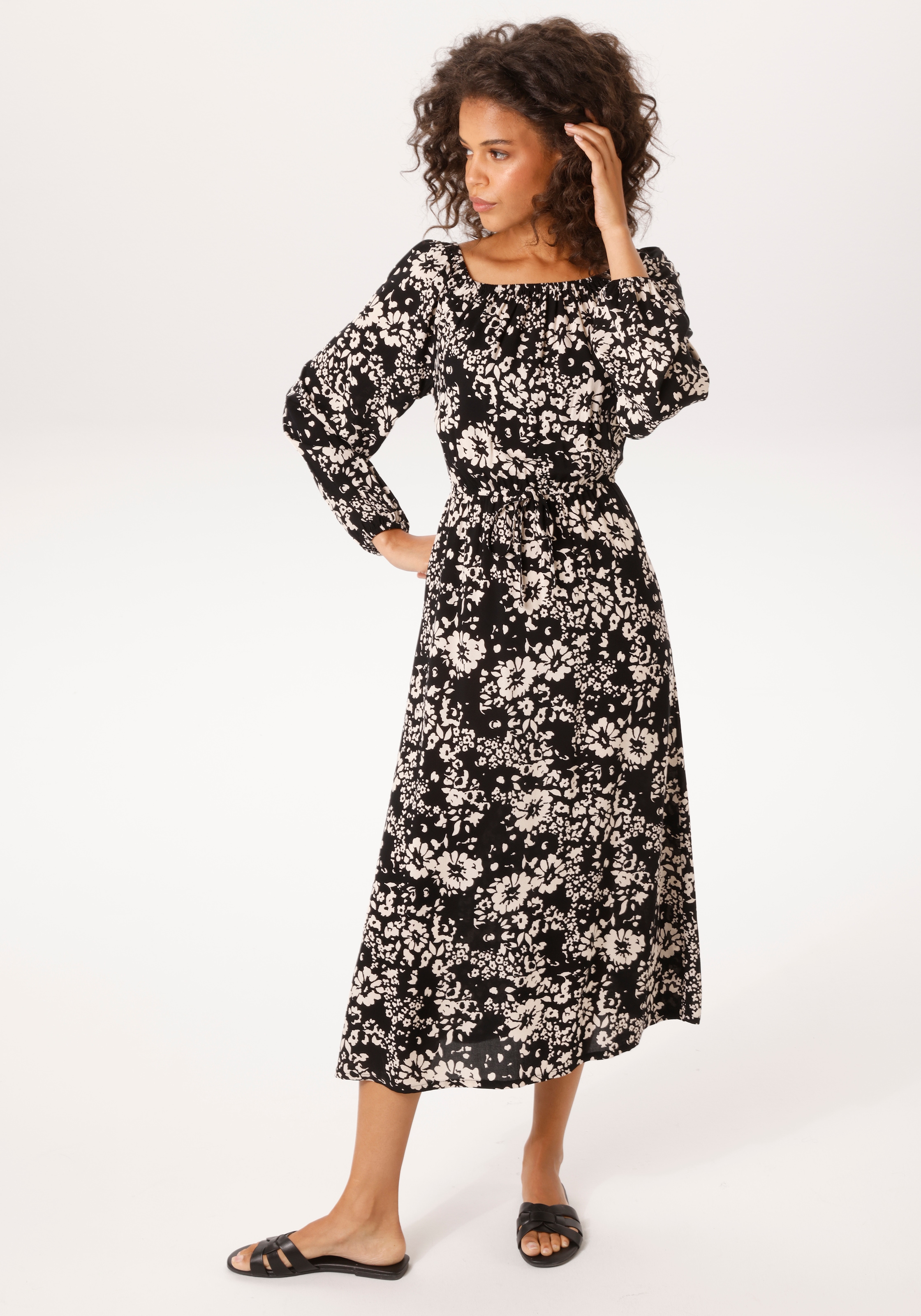 Aniston CASUAL Minikleid mit grafischen Blumendruck - jedes Teil ein Unikat günstig online kaufen