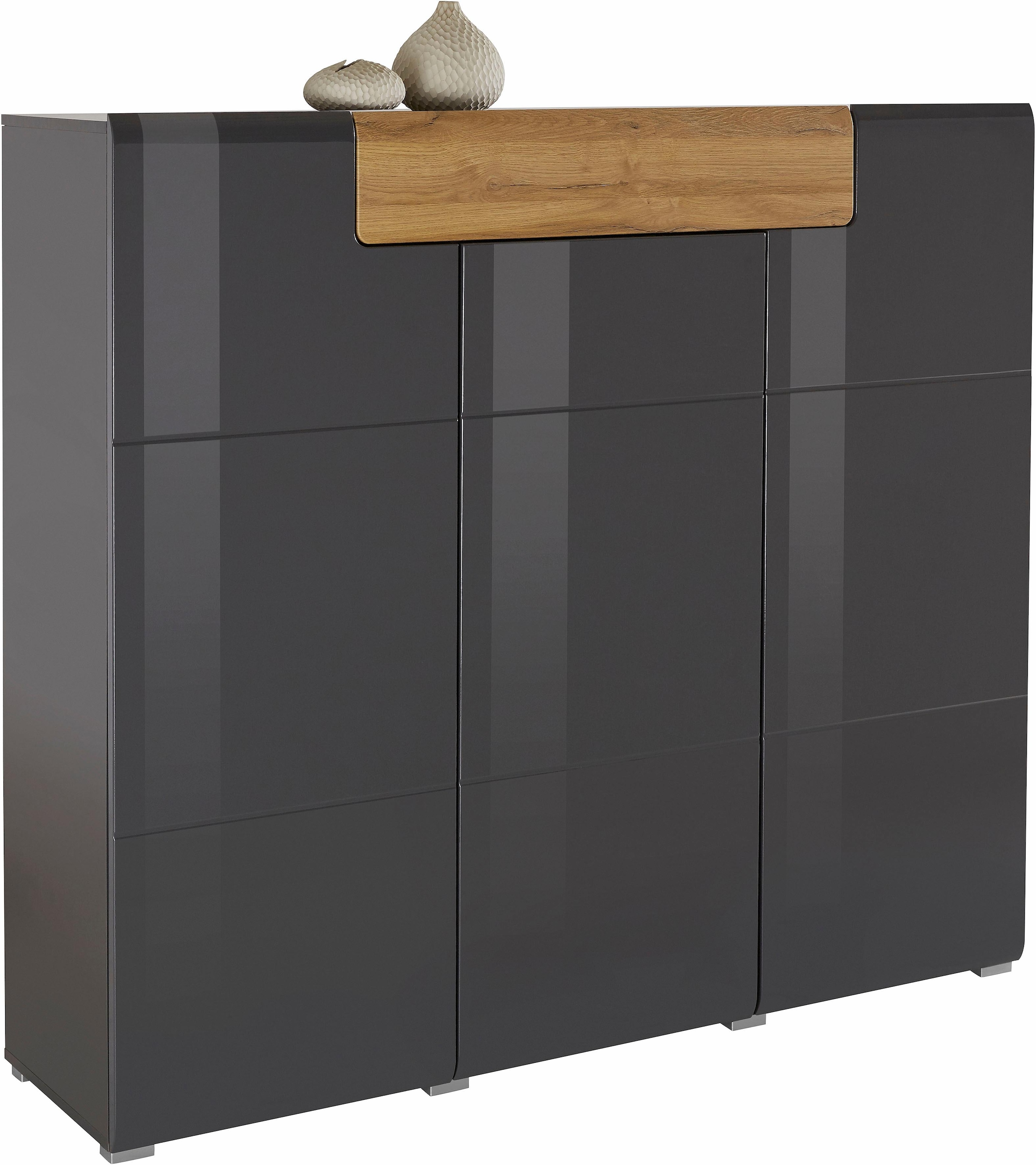 INOSIGN Highboard »Toledo,Breite 147,5 cm,trendige Hochkommode mit 3 Türen 1SK«, Hochschrank mit viel Stauraum, stylische Hochglanzfronten