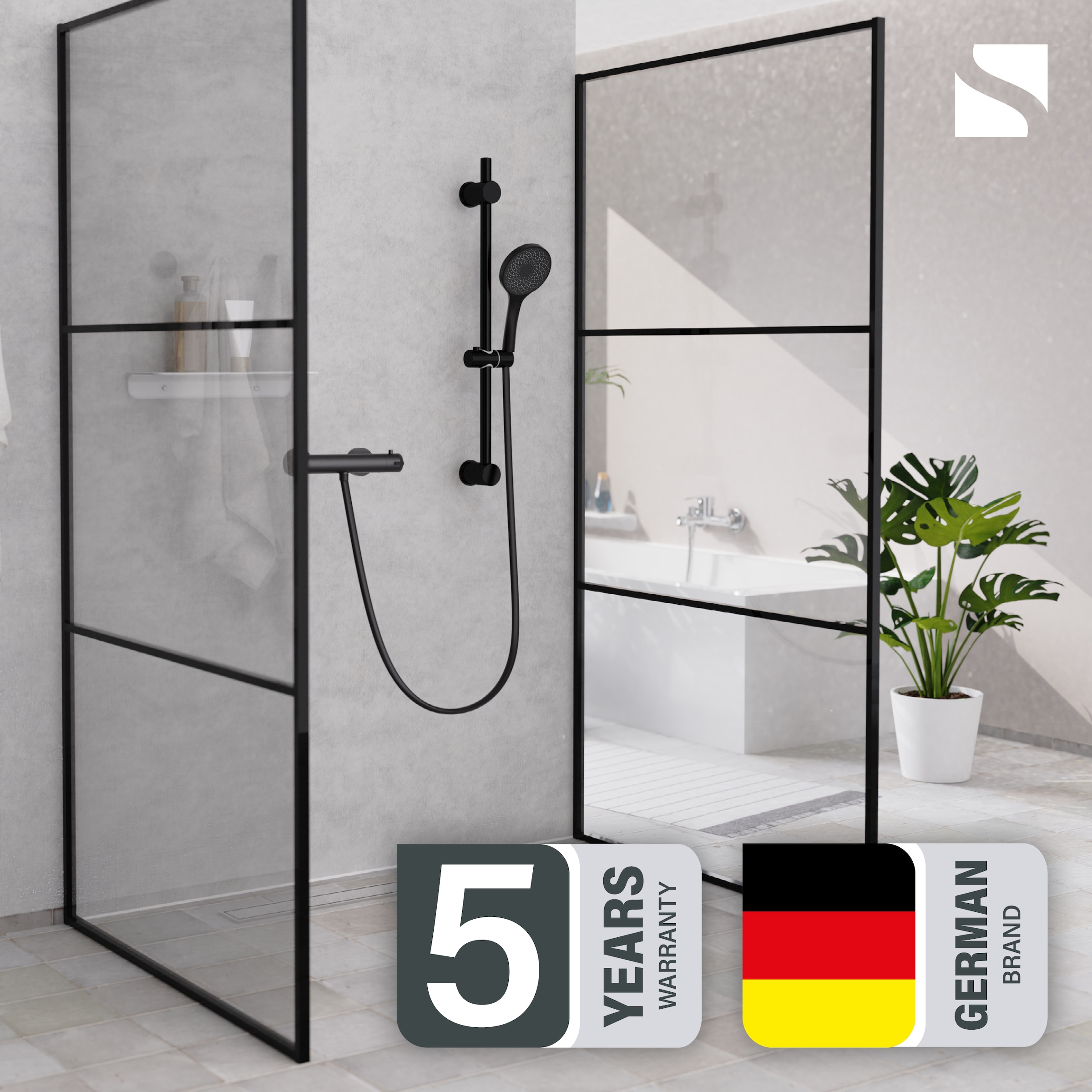 Schütte Duschsystem »BLACK« Überkopfbrauseset mit Thermostat, höhenverstellbar
