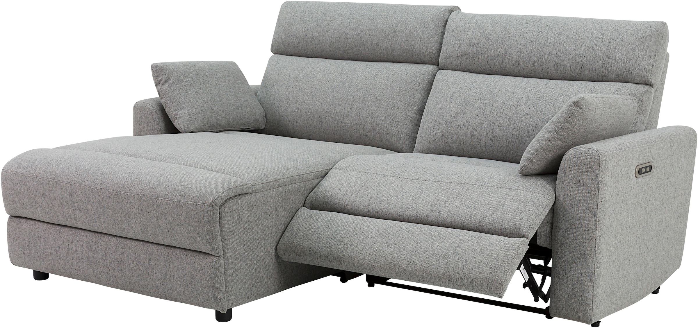 INOSIGN Ecksofa »JENNA, L-Form, 209cm, manuelle u. elektrische Funktion, mit USB A/C,«, Liegefunktion 105°-150°, Federkern, Struktur fein