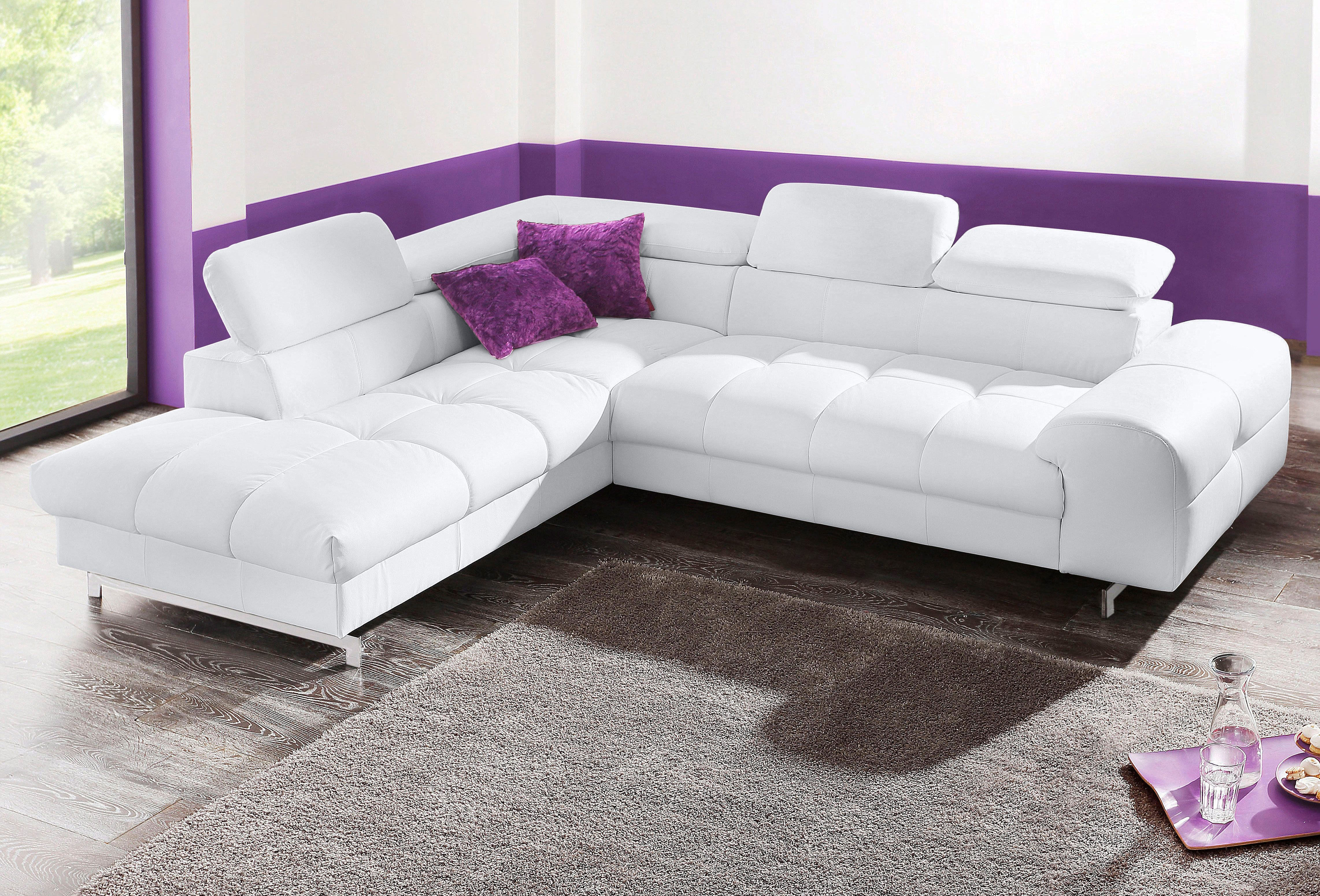 COTTA Ecksofa "Chef bequem, tolle Verarbeitungsdetails, Breite 262cm, L-Form" mit Kopfteilverstellung, edle Metallkufen, optional Schlaffunktion