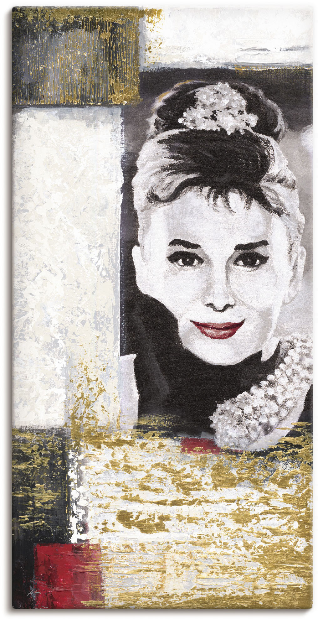 Artland Leinwandbild "Hollywood Legenden VI - Audrey Hepburn" Porträts 1 Stk. tlg. auf Holzrahmen gespannt