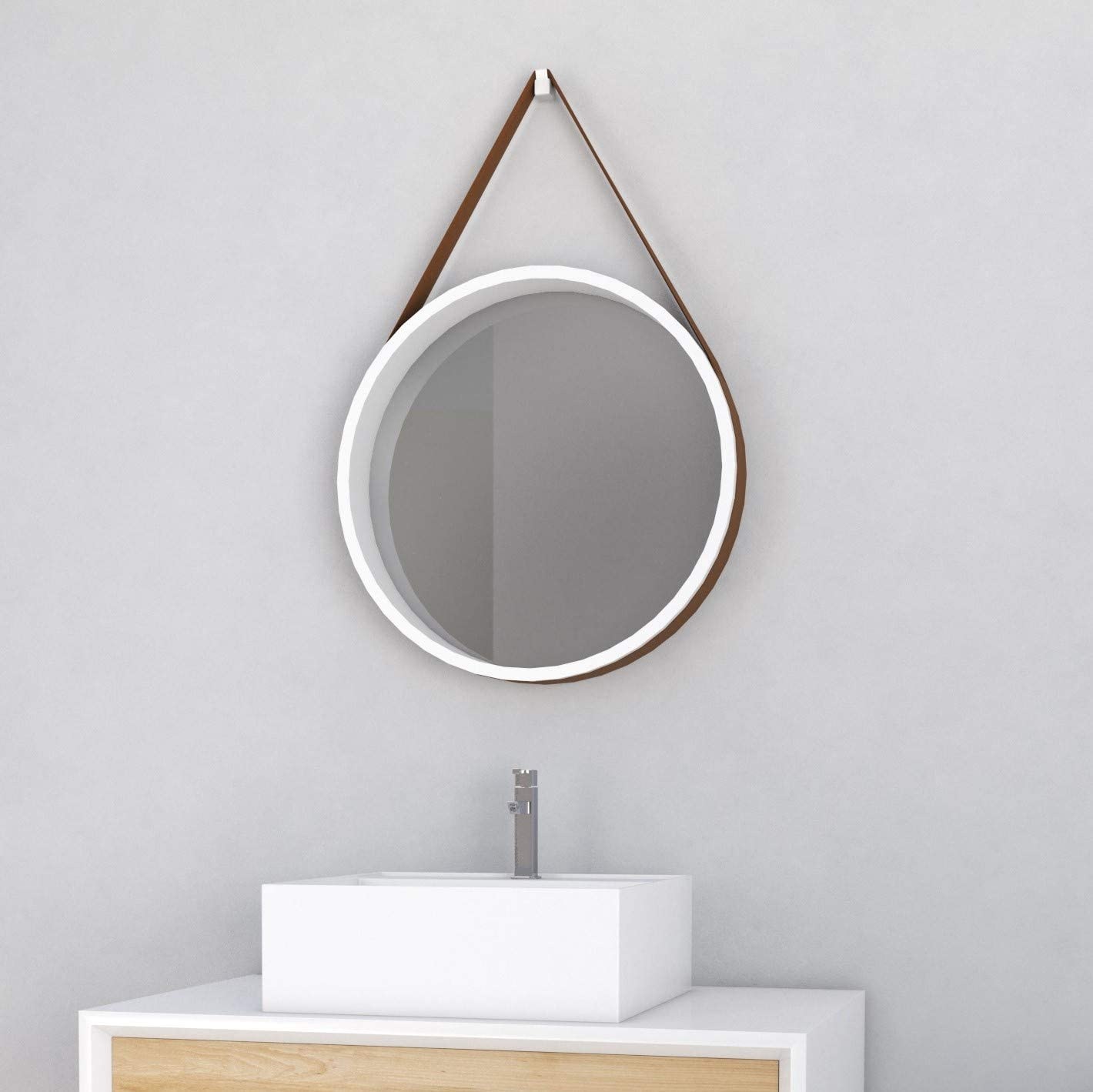 Talos Badspiegel "FJORD" Ø 50 cm, mit PU-Band in Lederoptik günstig online kaufen