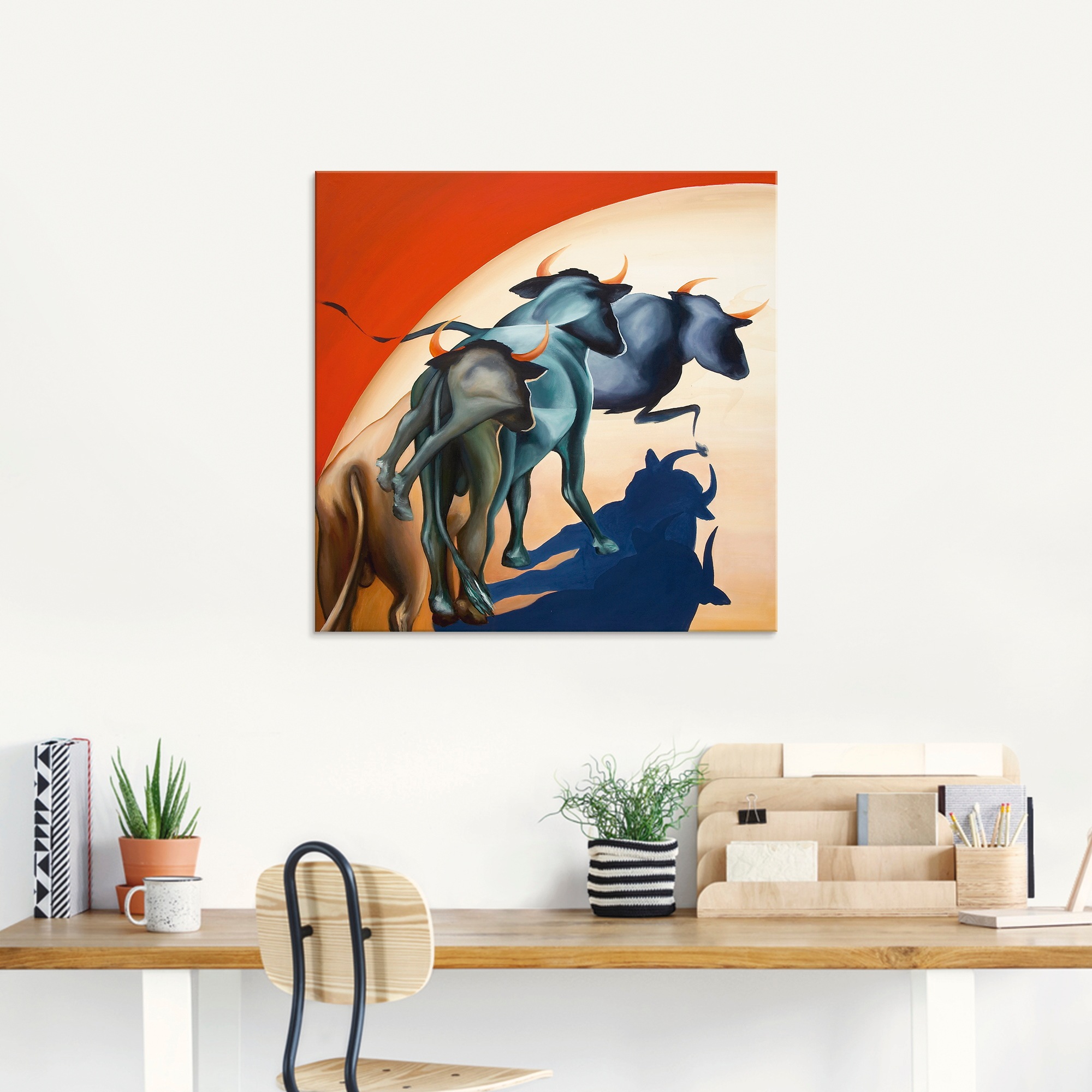 Artland Glasbild "Stiere", Wildtiere, (1 St.), in verschiedenen Größen günstig online kaufen