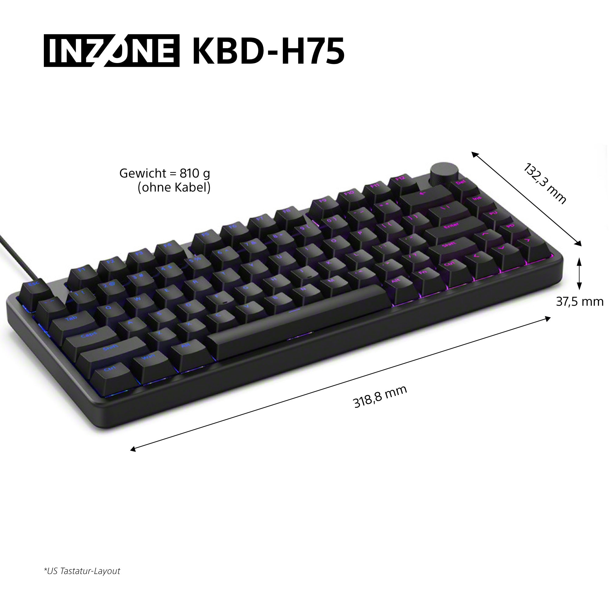 Sony Gaming-Tastatur »INZONE KBD-H75«, (Fn-Tasten-USB-Anschluss-Windows-Sperrtaste)