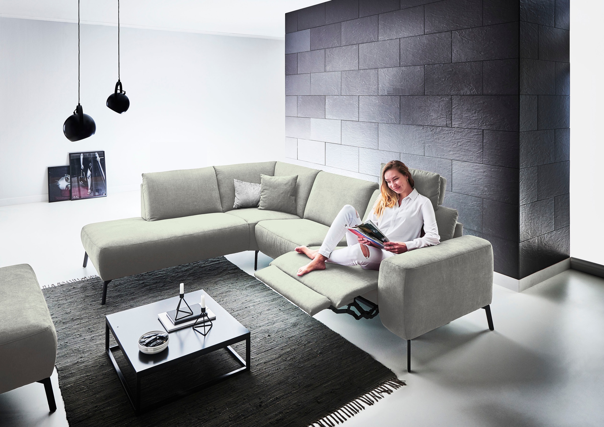 INOSIGN Ecksofa »Bellini L-Form«, incl. motorischer Relaxfunktio, wahlweise Easy Care-Bezug