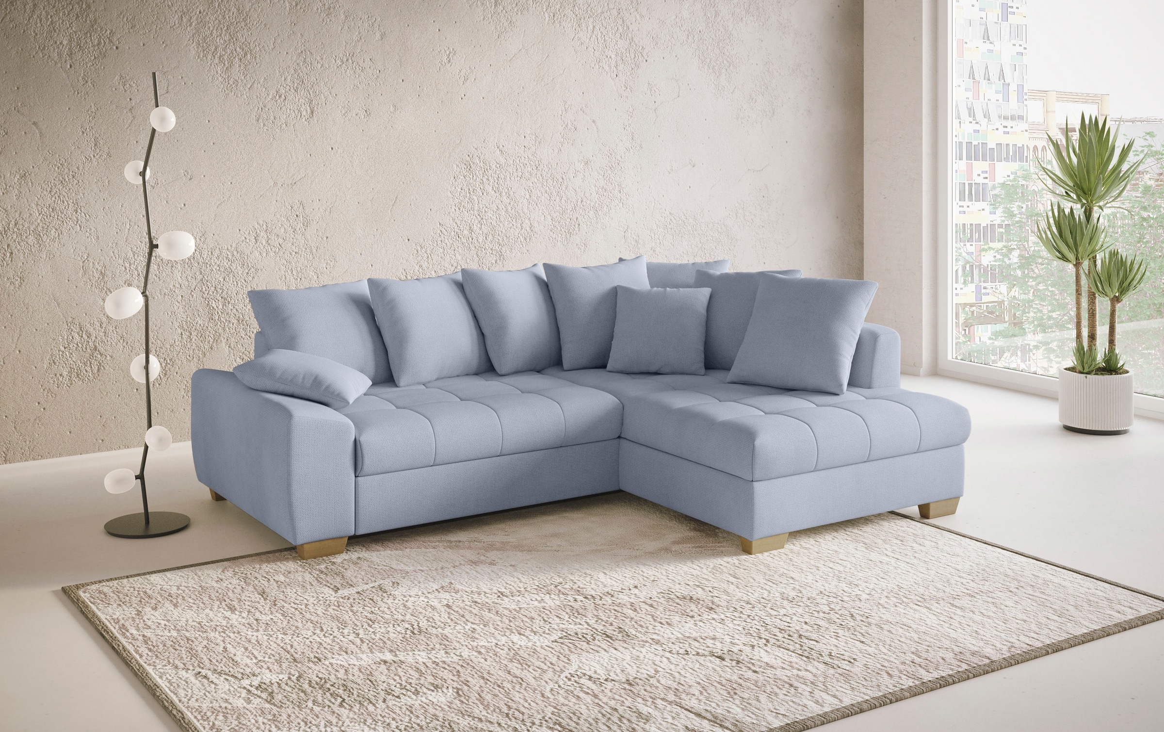 Mr. Couch Ecksofa »Nikita II, L-Form«, Wahlweise mit Bettfunktion, Bettkasten & RGB-LED-Beleuchtung