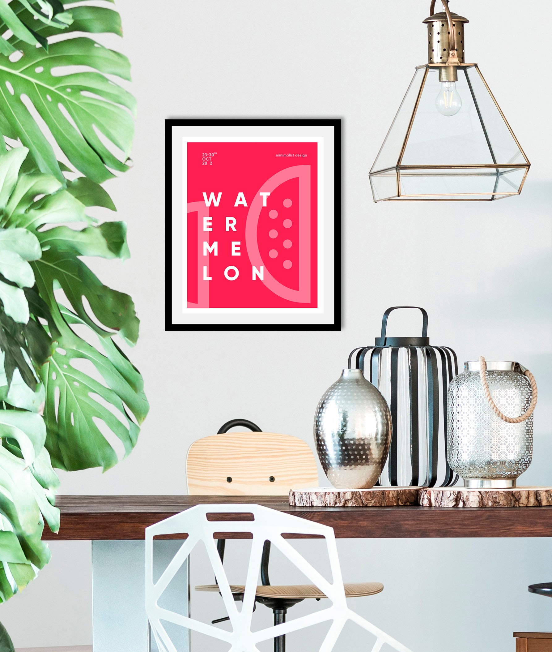 queence Bild »Wassermelone«, Obst-Obst Bilder-Essen-Lebensmittel-Art-Kunst-Schriftzug, (1 St.), HD Premium Poster-Druck inkl. Holzrahmen