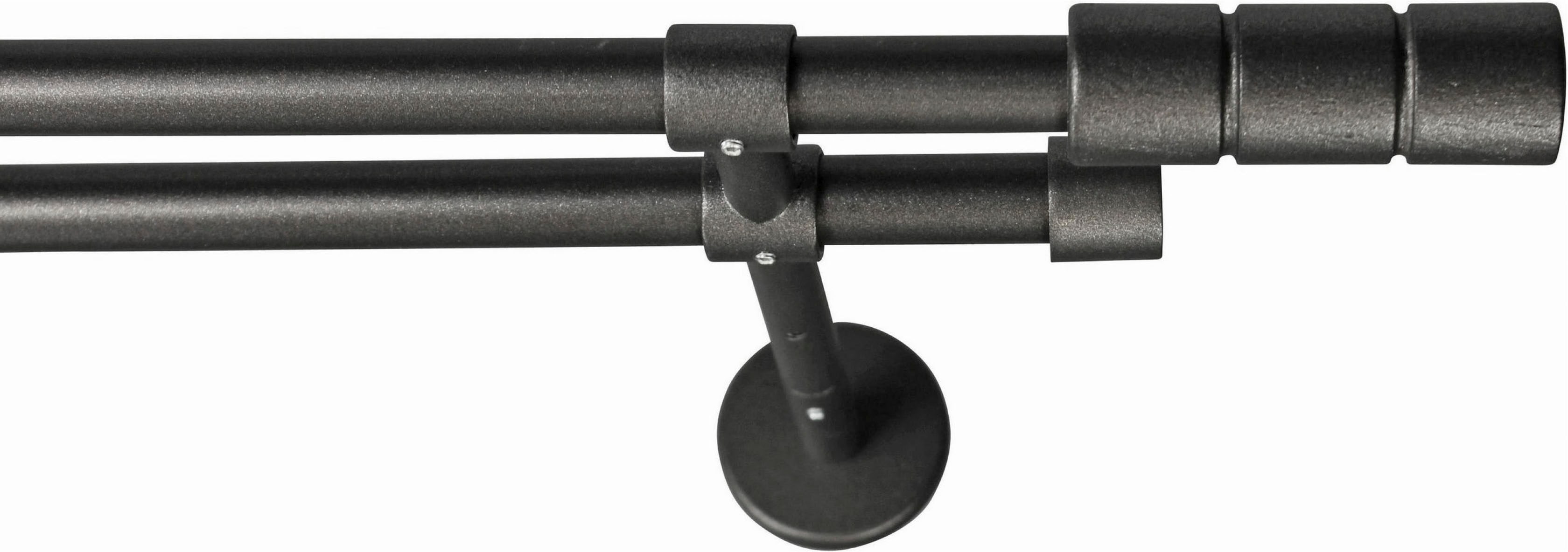 GARESA Gardinenstange "STAURA" Ø 16 mm 2 läufig-läufig Wunschmaßlänge Vorhanggarnitur, verlängerbar, Knopf mit 2 Rillen, ohne Ringe