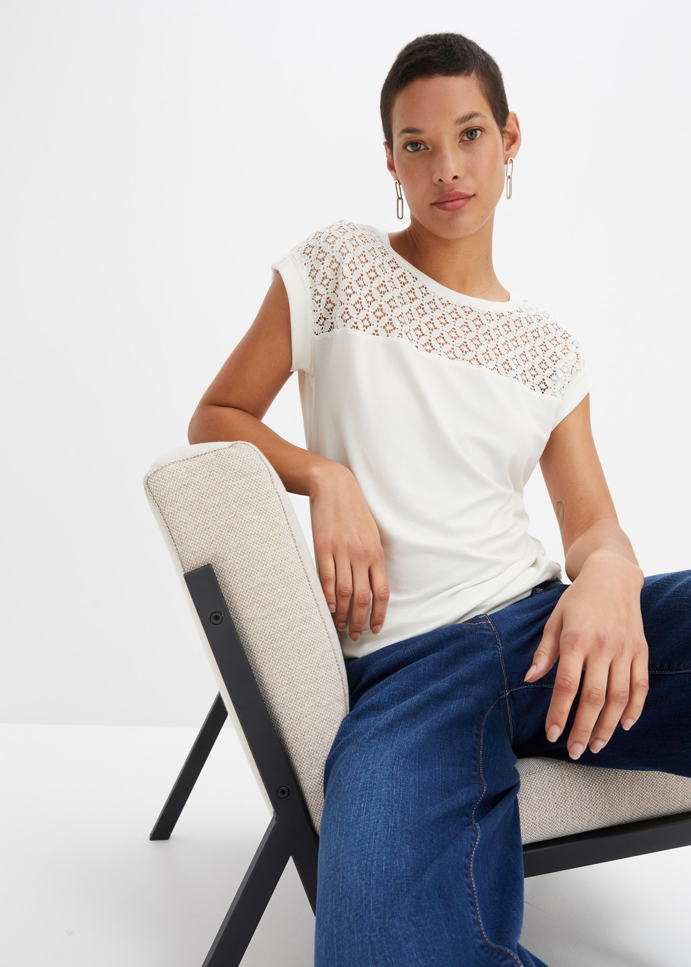 bonprix T-Shirt "Shirt aus Viskose-Mix" gerade Passform, Kurzarm, für viels günstig online kaufen