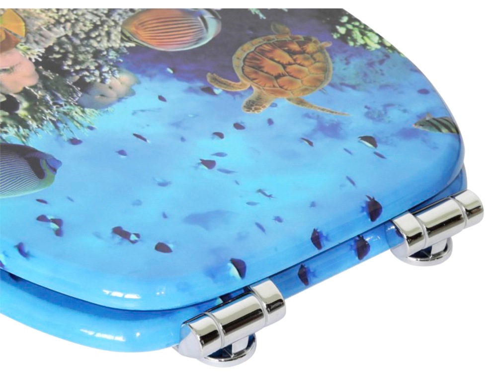 Sanilo Badaccessoire-Set »Ocean«, (Komplett-Set, 6 tlg.), bestehend aus WC-Sitz, Badteppich, Stöpsel, Seifenspender, WC-Bürste