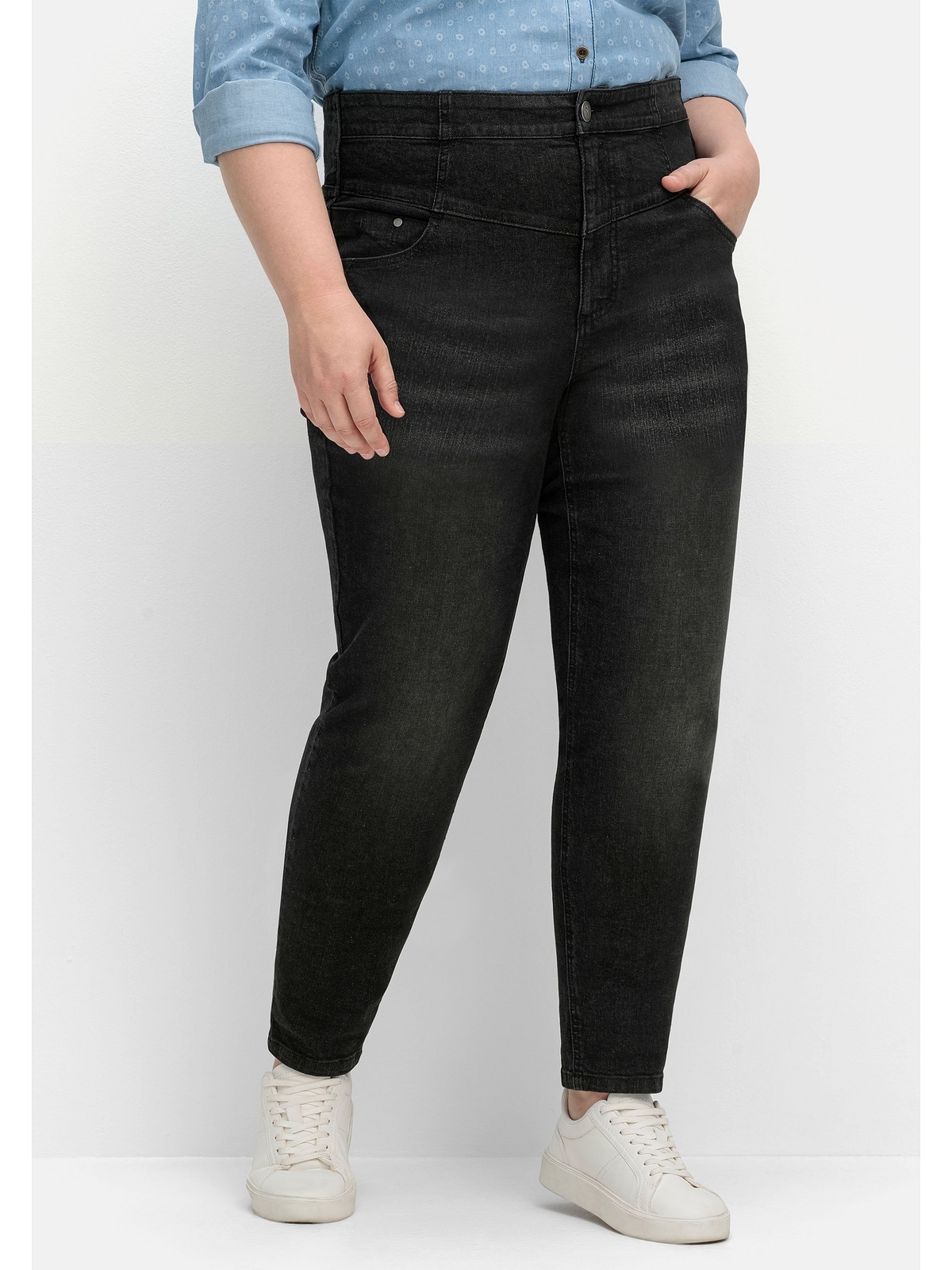 Sheego Stretch-Jeans »Große Größen«, mit breitem High-Waist-Bund