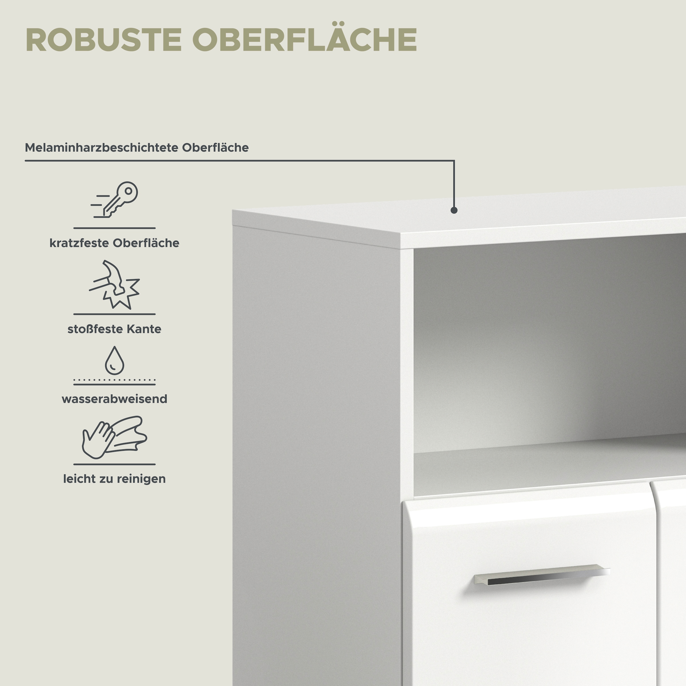 INOSIGN Midischrank »FLORENZ, TOPSELLER!, Breite 60 cm, 2 Türen, 1 Fachboden, 1 offene Fach«, hochwertige MDF Front, Griff chromglänzend, Badschrank, Bad