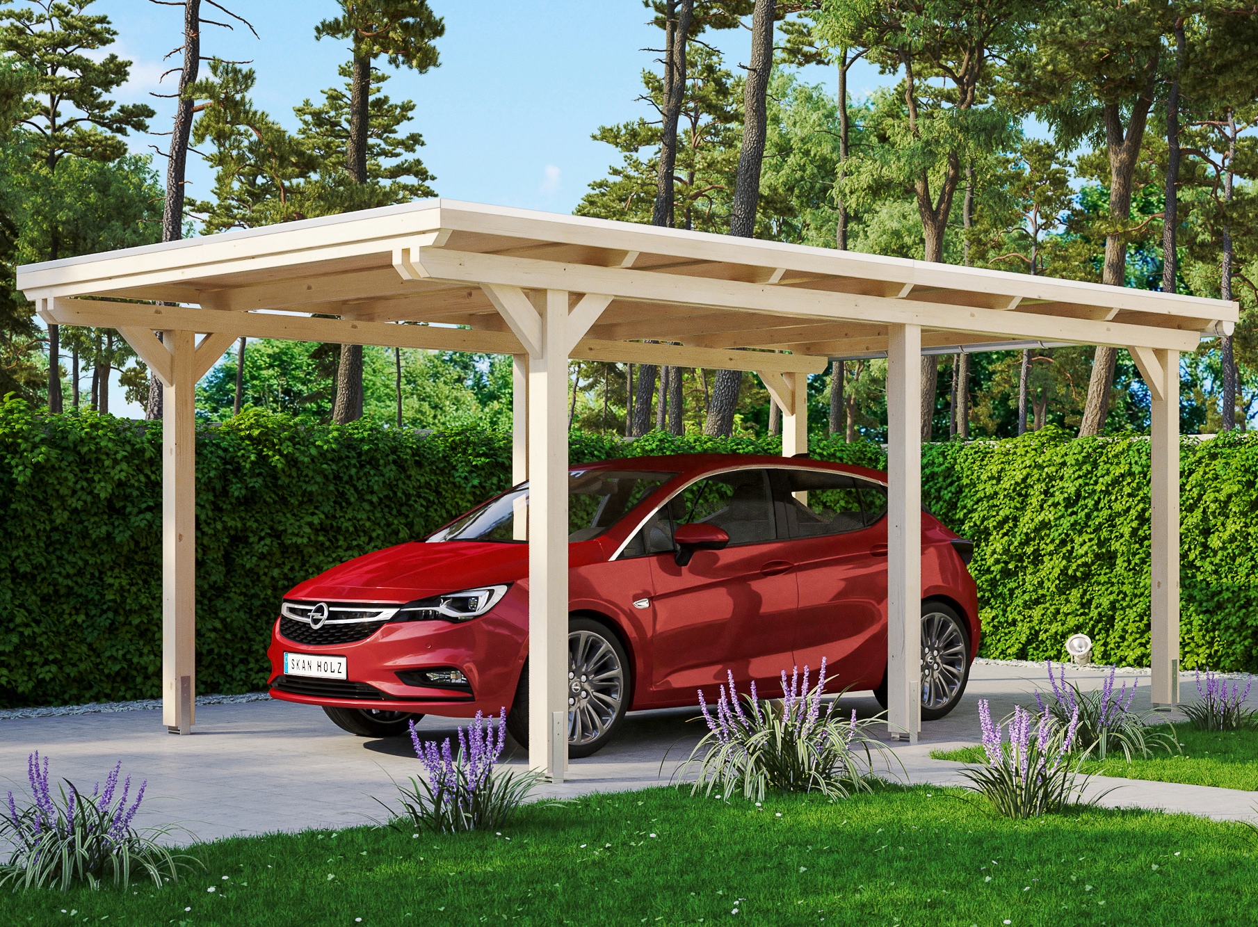 Skanholz Einzelcarport "Emsland" Leimholz 291 cm natur