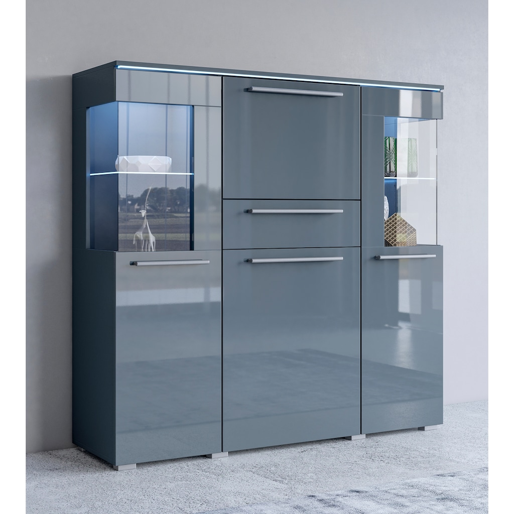 INOSIGN Highboard, Hochschrank viel Stauraum, Einlegeböden verstellbar,ohne Beleuchtung