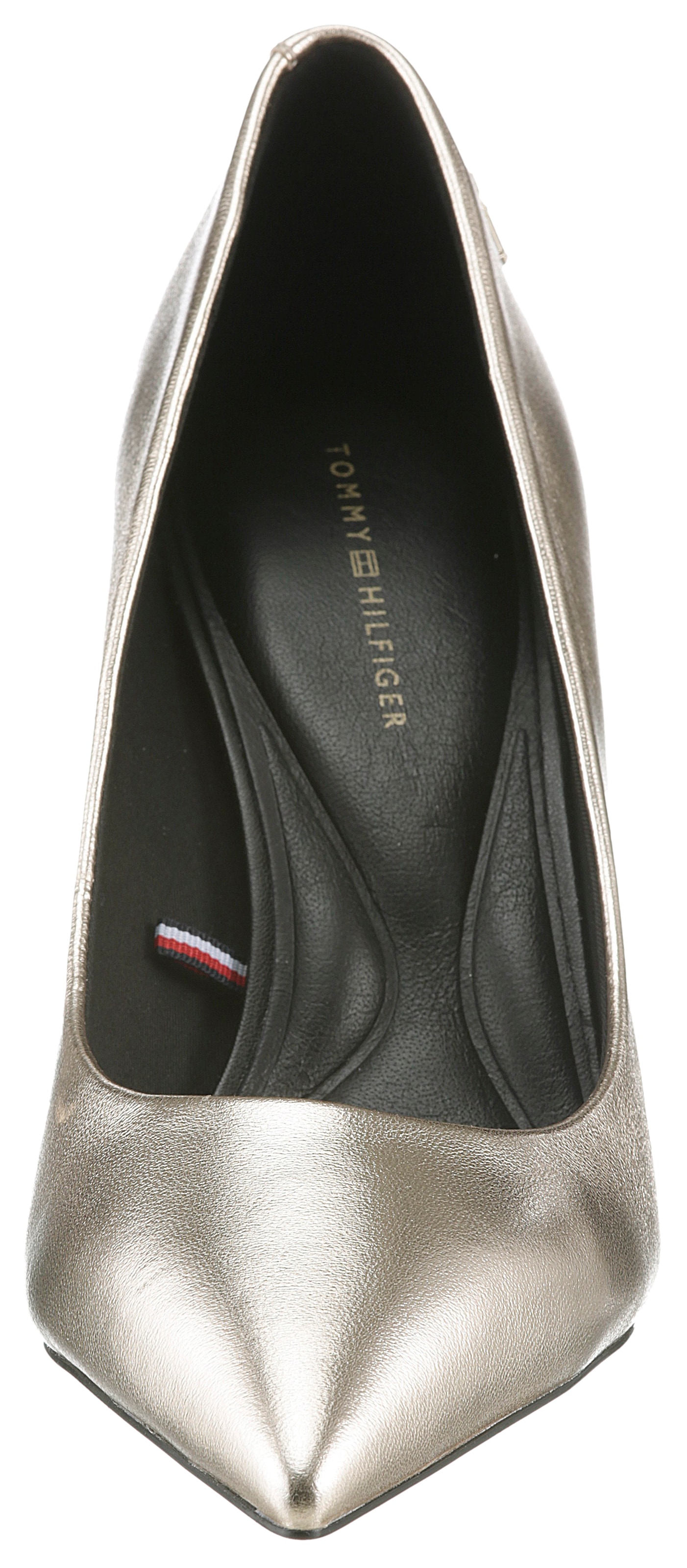 Tommy Hilfiger Pumps »PARTY POINTED METALLIC PUMP«, Stilettoabsatz, Abendschuh, Hochzeitsschuh mit TH-Monogramm