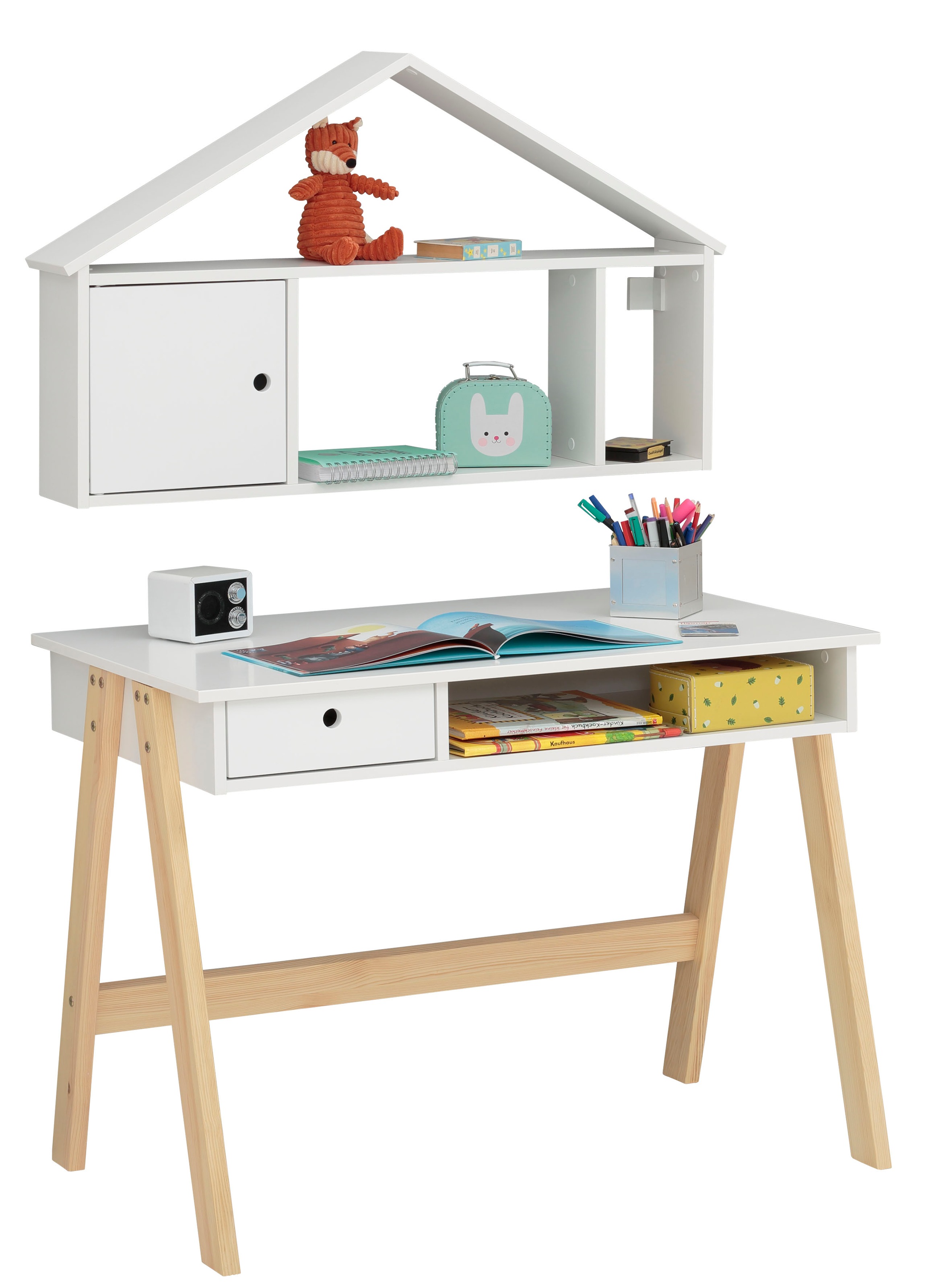 Lüttenhütt Kinderschreibtisch "Beeke" Set, im Set mit 1 Wandregal, 2 Stk. t günstig online kaufen