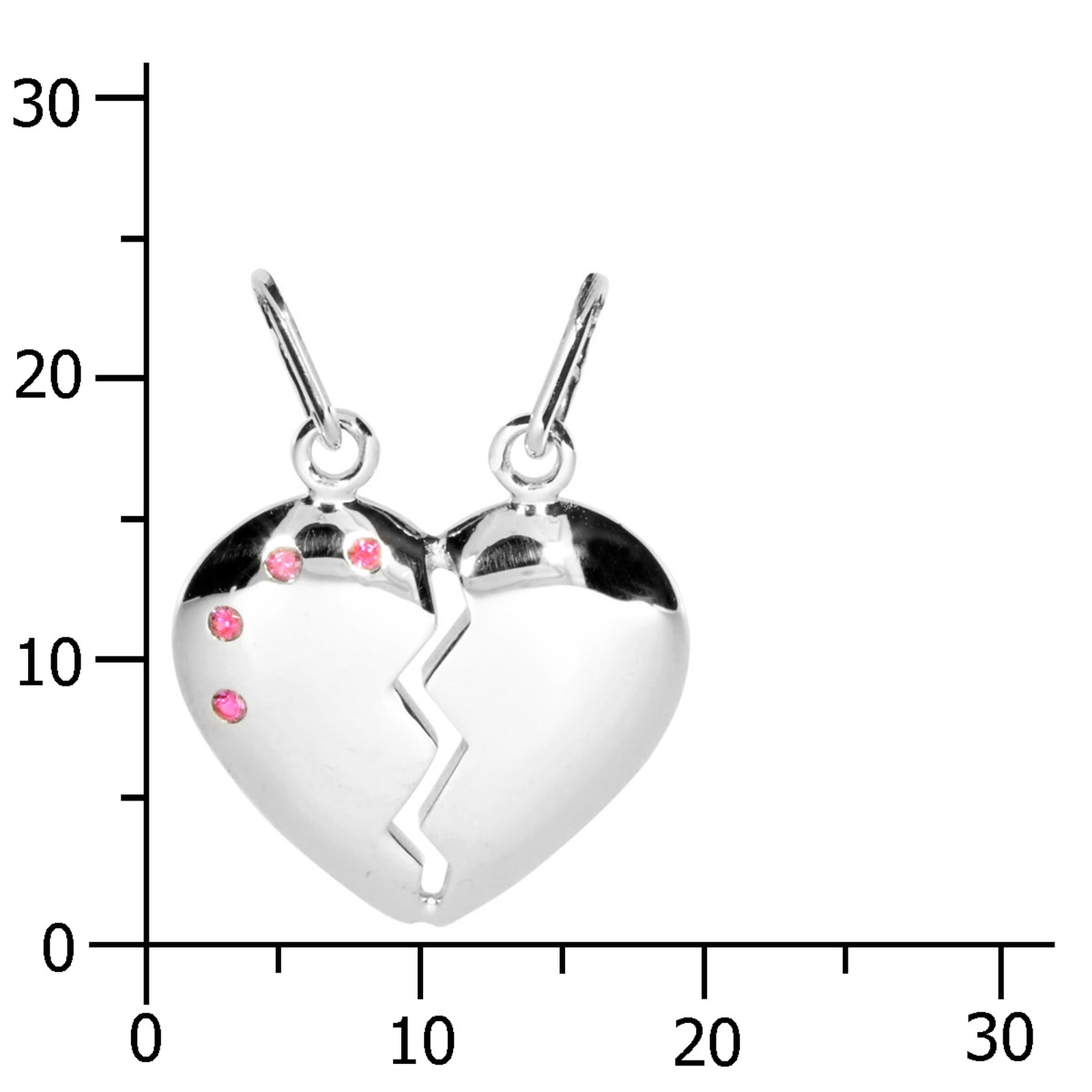OSTSEE-SCHMUCK Kettenanhänger »- geteiltes Herz - Silber 925/000 - sy. Rubin«