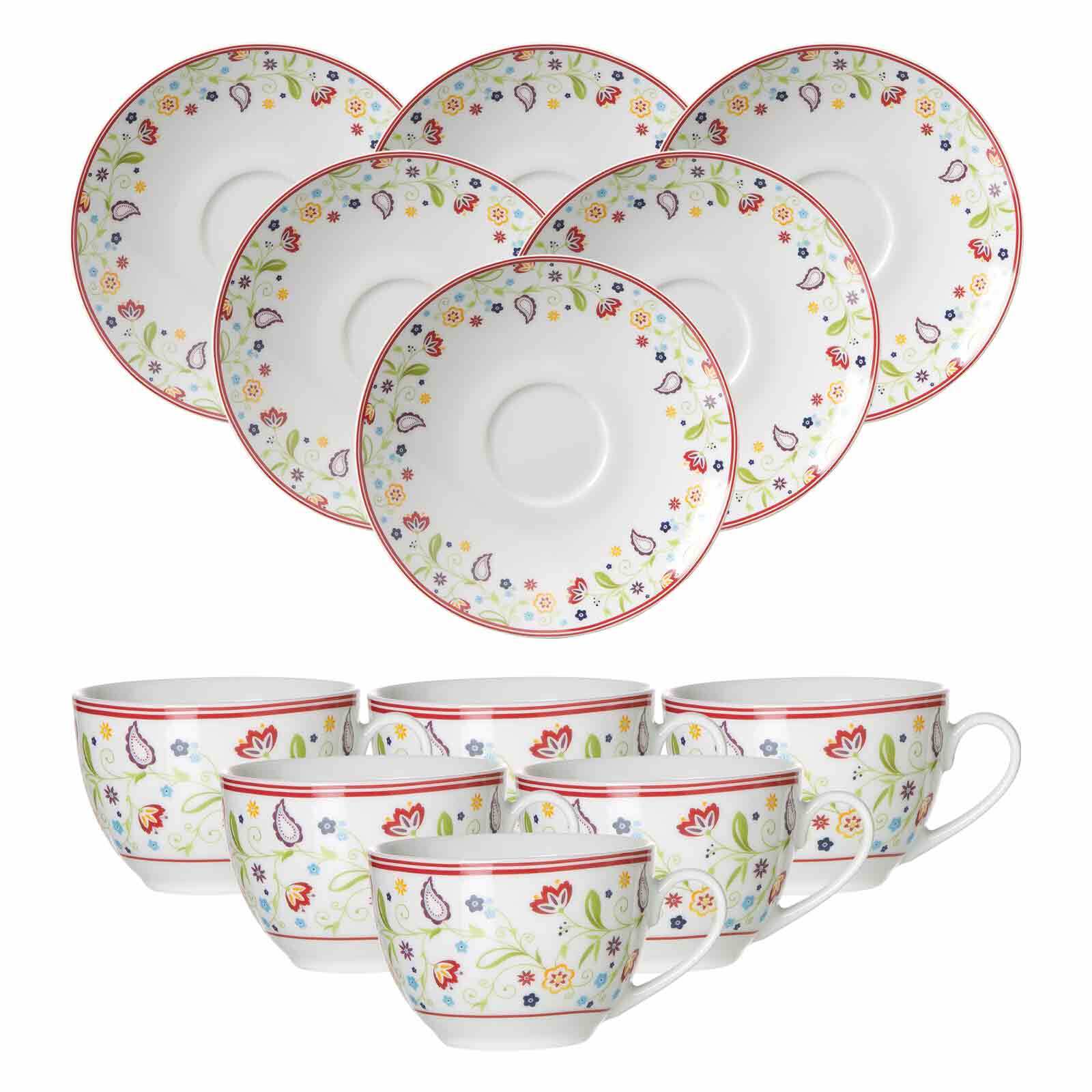 Ritzenhoff & Breker Shanti – Tazza Da Caffè Con Piattino 220 Ml, Porcellana Colorata Con Motivo Floreale, Lavabile In Lavastoviglie