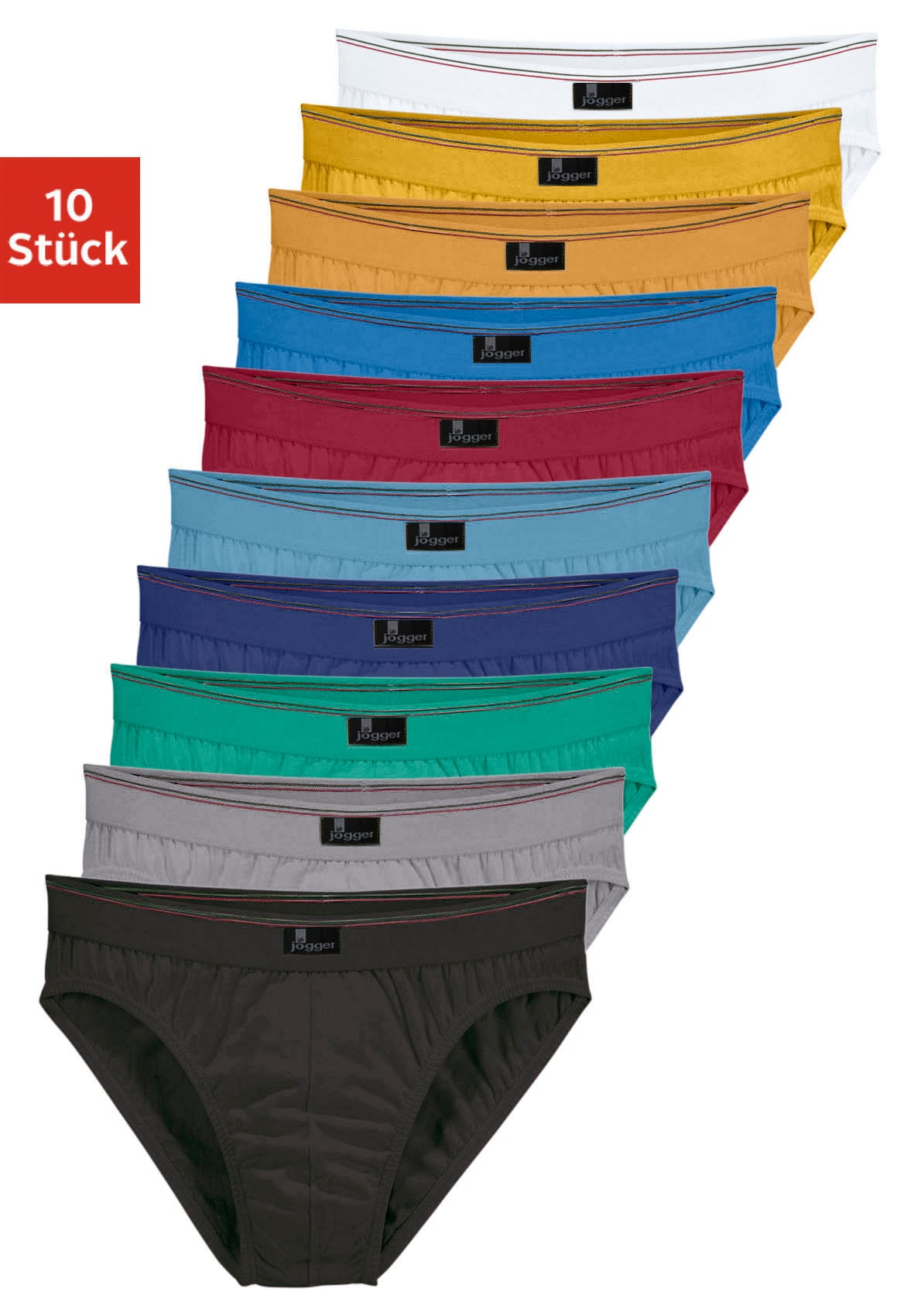 le jogger Slip "Herren Unterhose" Packung, 10 Stk. nur einfarbig oder in bunter Mixpackung