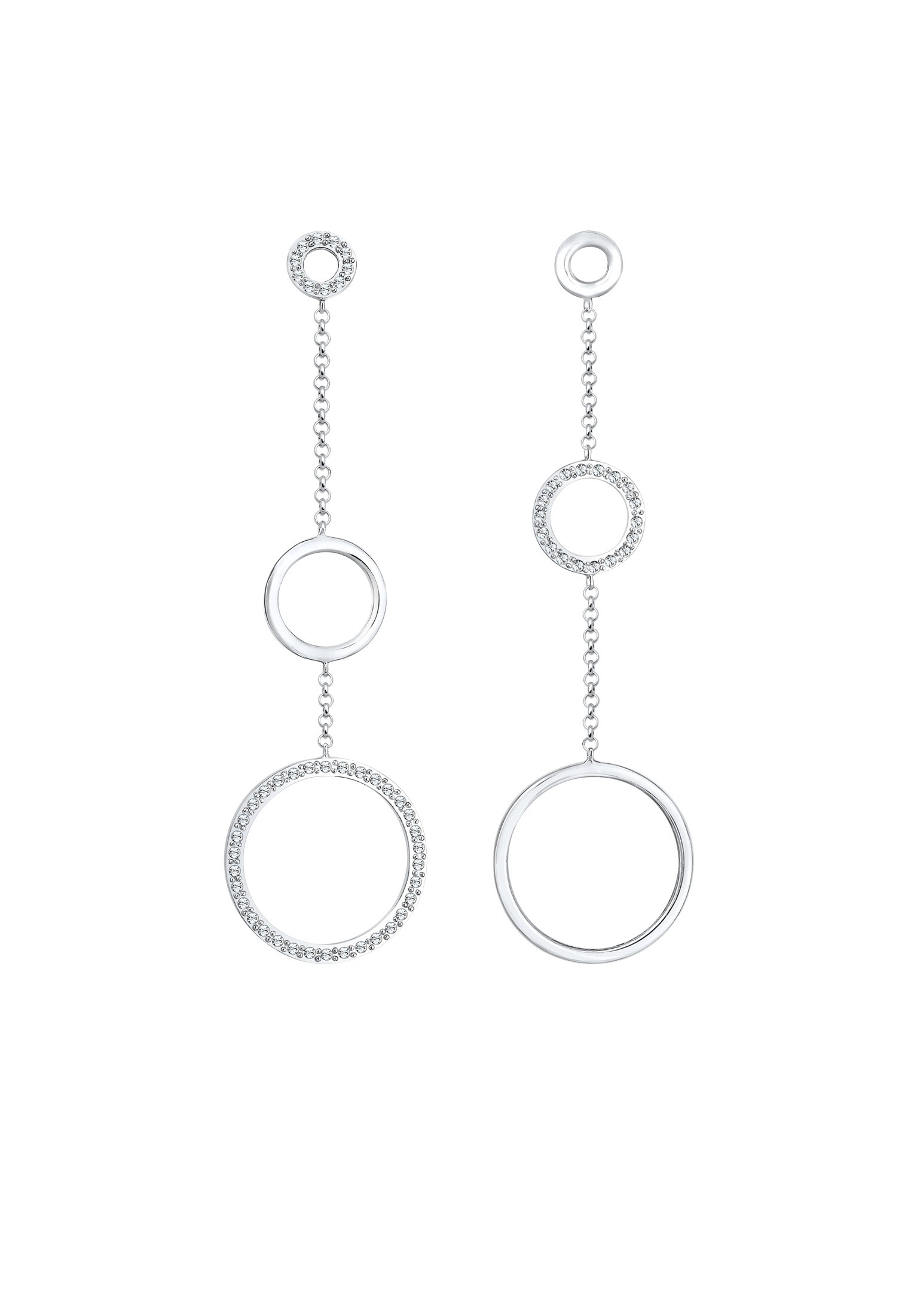 Elli Premium Paar Ohrhänger »Ohrhänger lang Kreis Glas Kristalle Weiß 925 Sterling Silver«