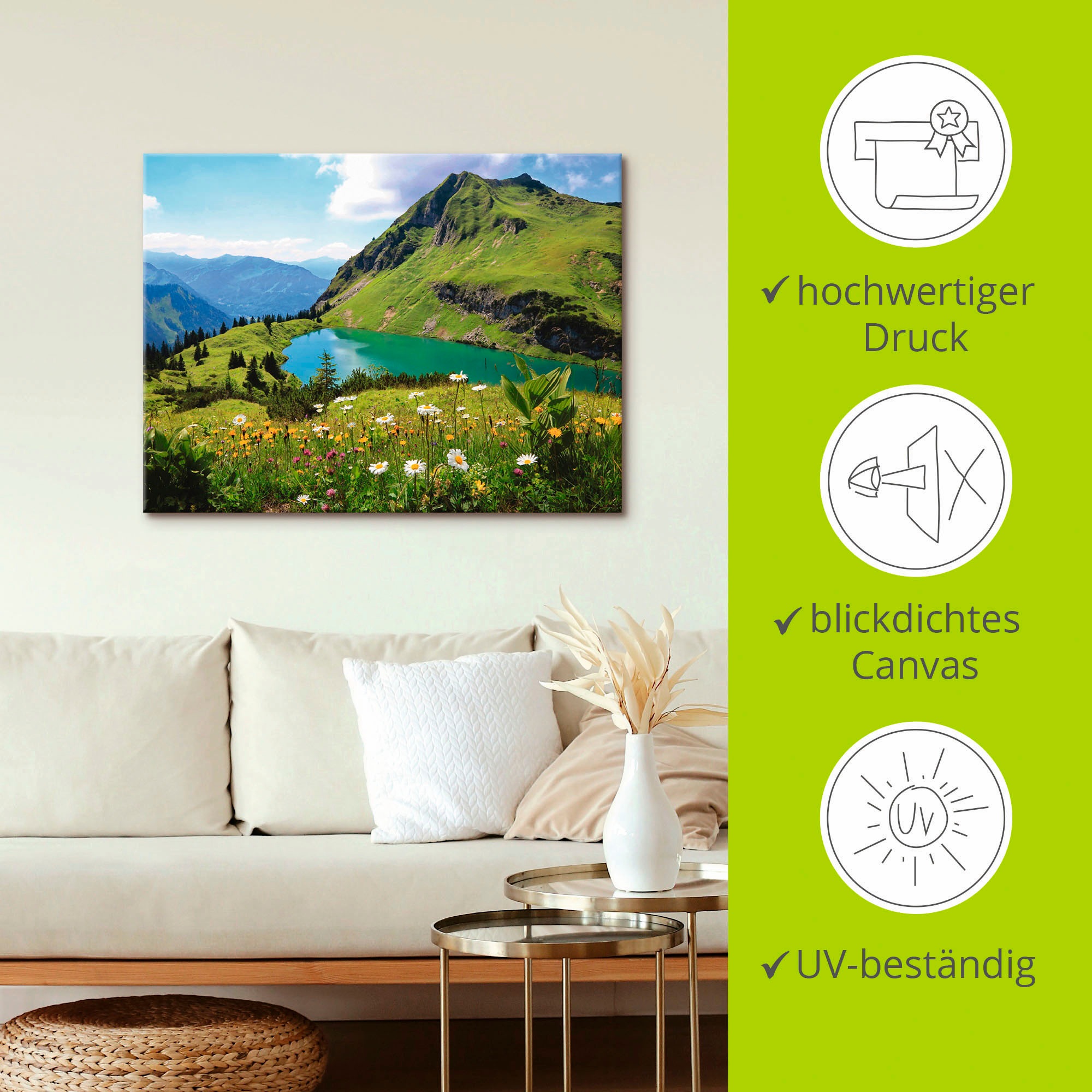 Artland Wandbild »Seealpsee«, Berge, (1 St.), als Leinwandbild, Poster, Wandaufkleber in verschied. Größen