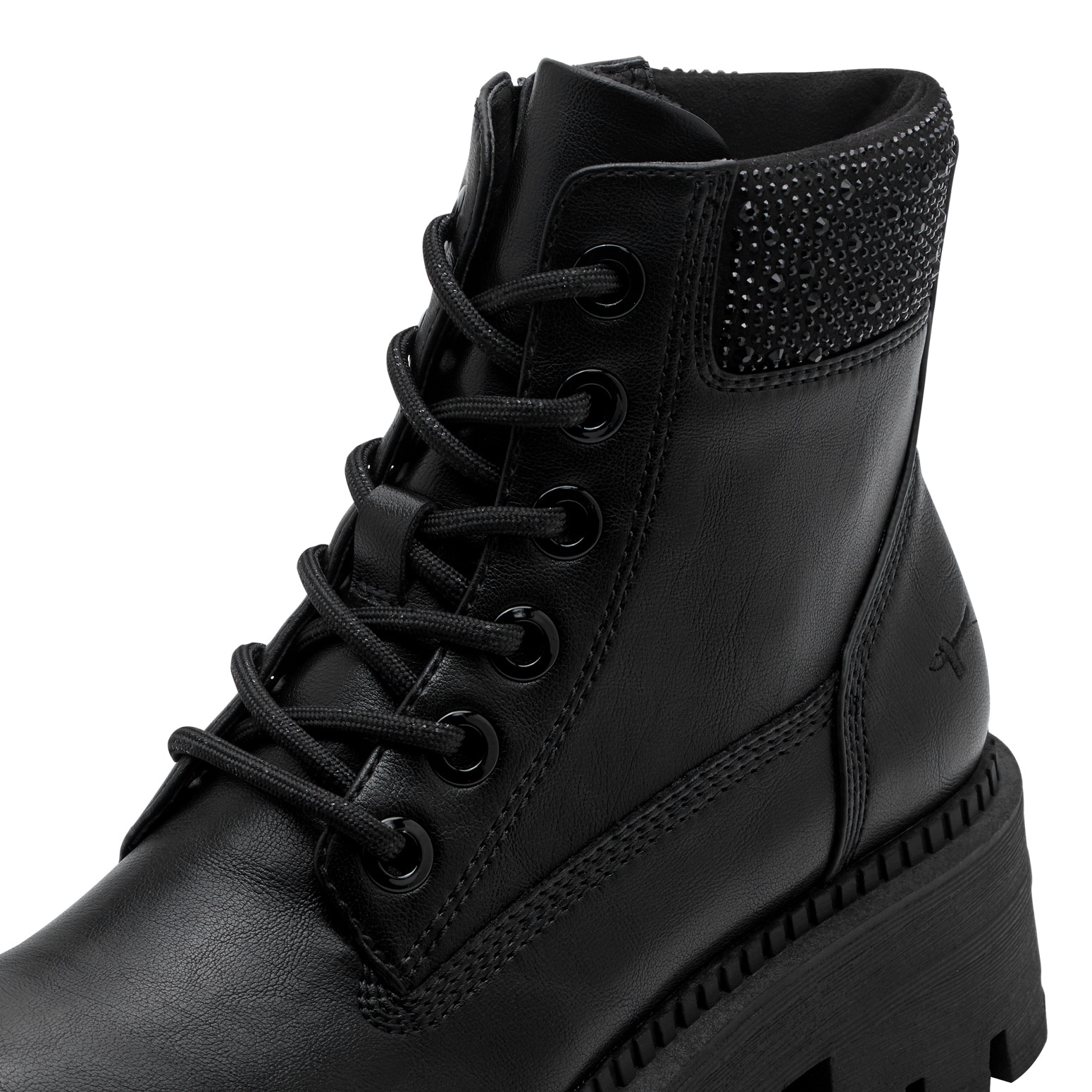 Tamaris Schnürboots  , Blockabsatz, Schnürstiefelette mit glänzenden Strasssteinen besetzt
