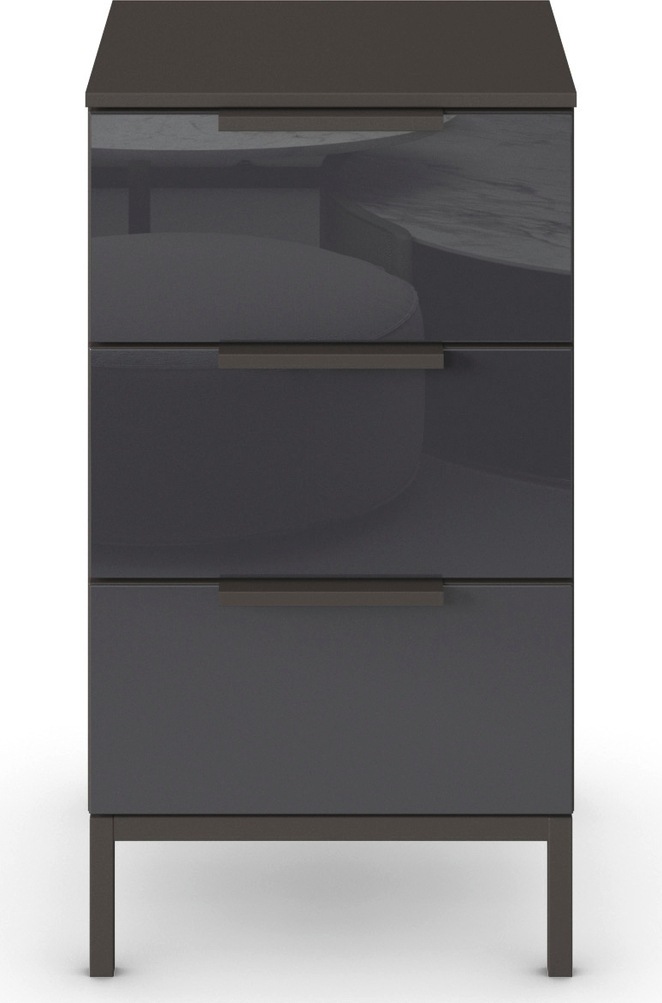 rauch Nachtkommode »Nachttisch Nachtschrank Nachtkonsole FLIPP mit Glasfront«, (Breite 40 cm), mit 3 Schubladen und Soft-Close-Funktion sowie Glasfront
