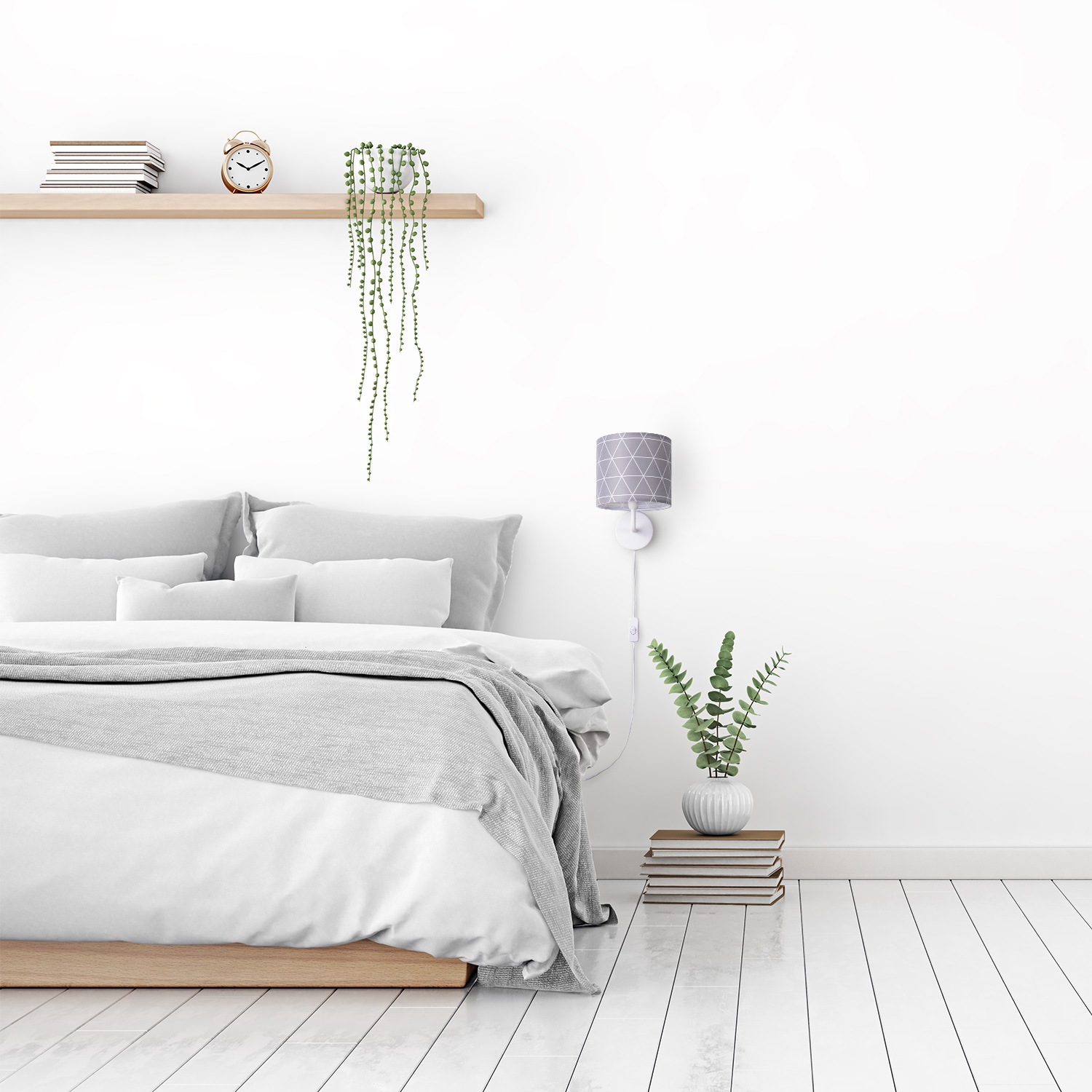Paco Home Wandleuchte »Stella 401«, 1 flammig, Leuchtmittel E14 | ohne Leuchtmittel, Stecker Flur Lampe Wohnzimmer âˆ…18cm Skandi Stil Kabel 3m E14