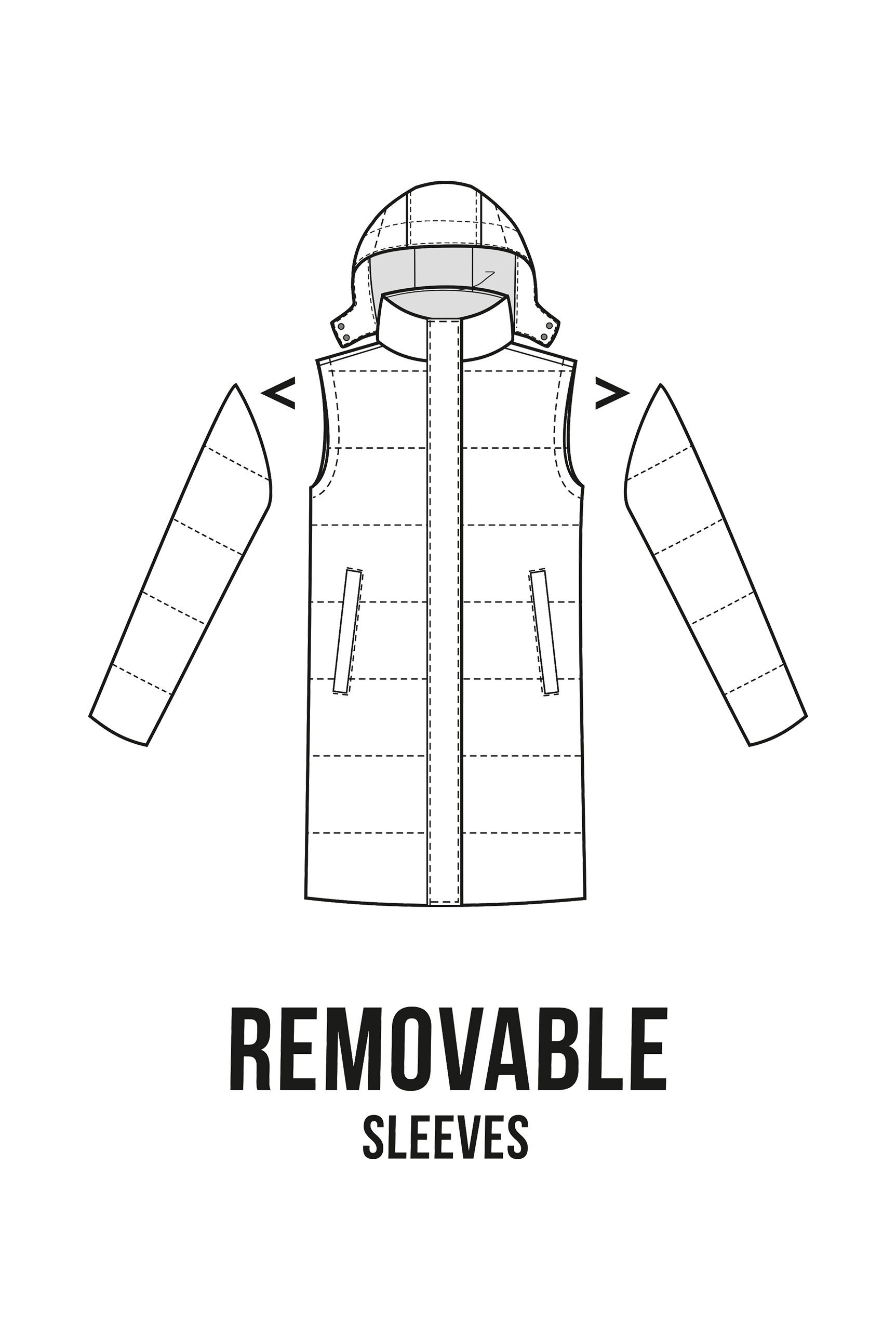 SOCCX Winterjacke mit Kapuze mit abnehmbaren Ärmeln