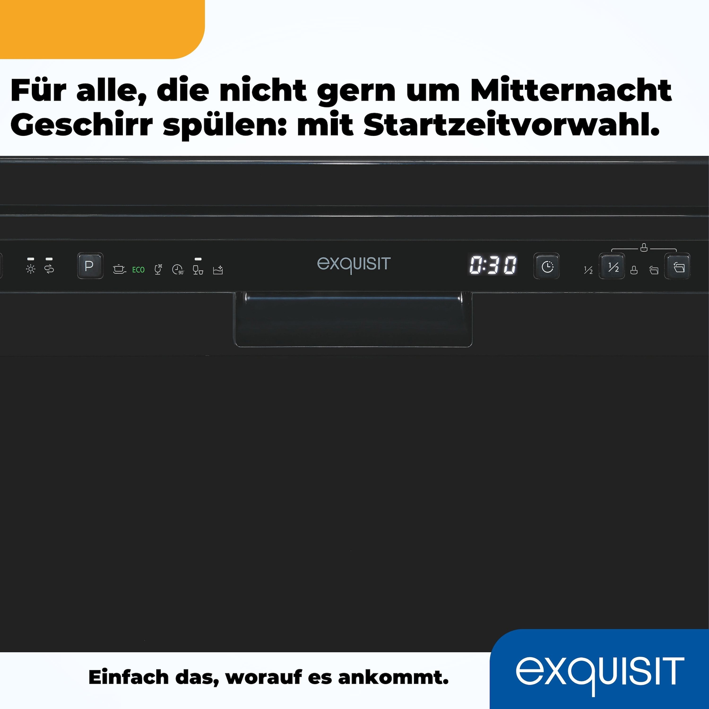 exquisit Standgeschirrspüler »GSP6312-030C schwarz« 9,8 l 12 tlg. Maßgedecke 12 Maßgedecke, 6 Programme, LED, Besteckkorb, Auto Door Open, AquaStop