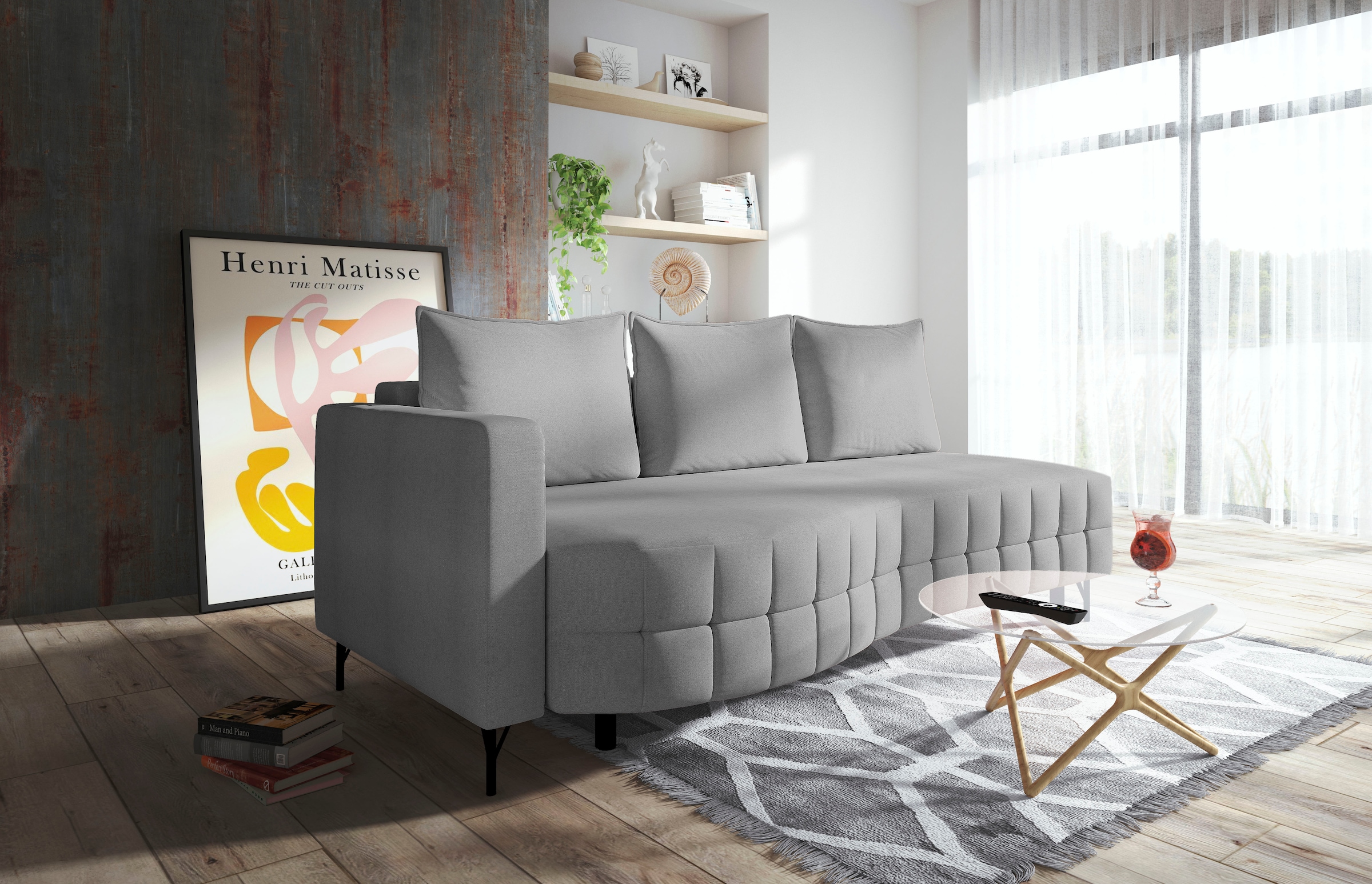 exxpo - sofa fashion Loungesofa »T wiggy Schlafsofa mit Bettfunktion und Bettkasten,«, komfortabler Federkern, super Sitzkomfort, elegante Formensprache