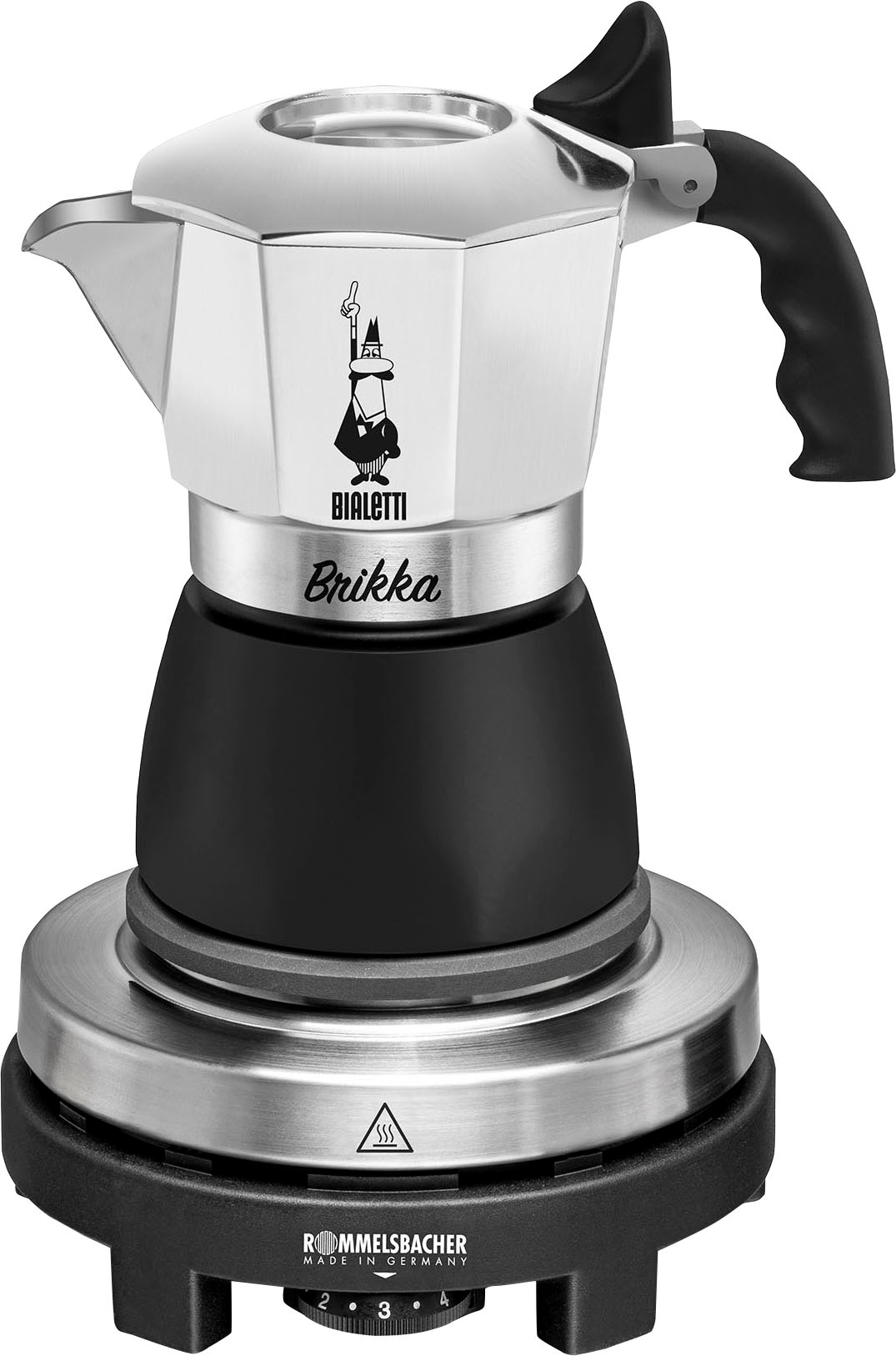 Rommelsbacher Einzelkochplatte "Geschenk-Set: Original Bialetti Moka Kanne Brikka + Reisekochplatte"